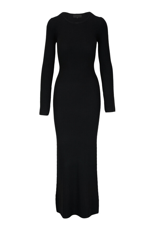 Nili Lotan - Ezequiel Black Ribbed Wool Maxi Dress  