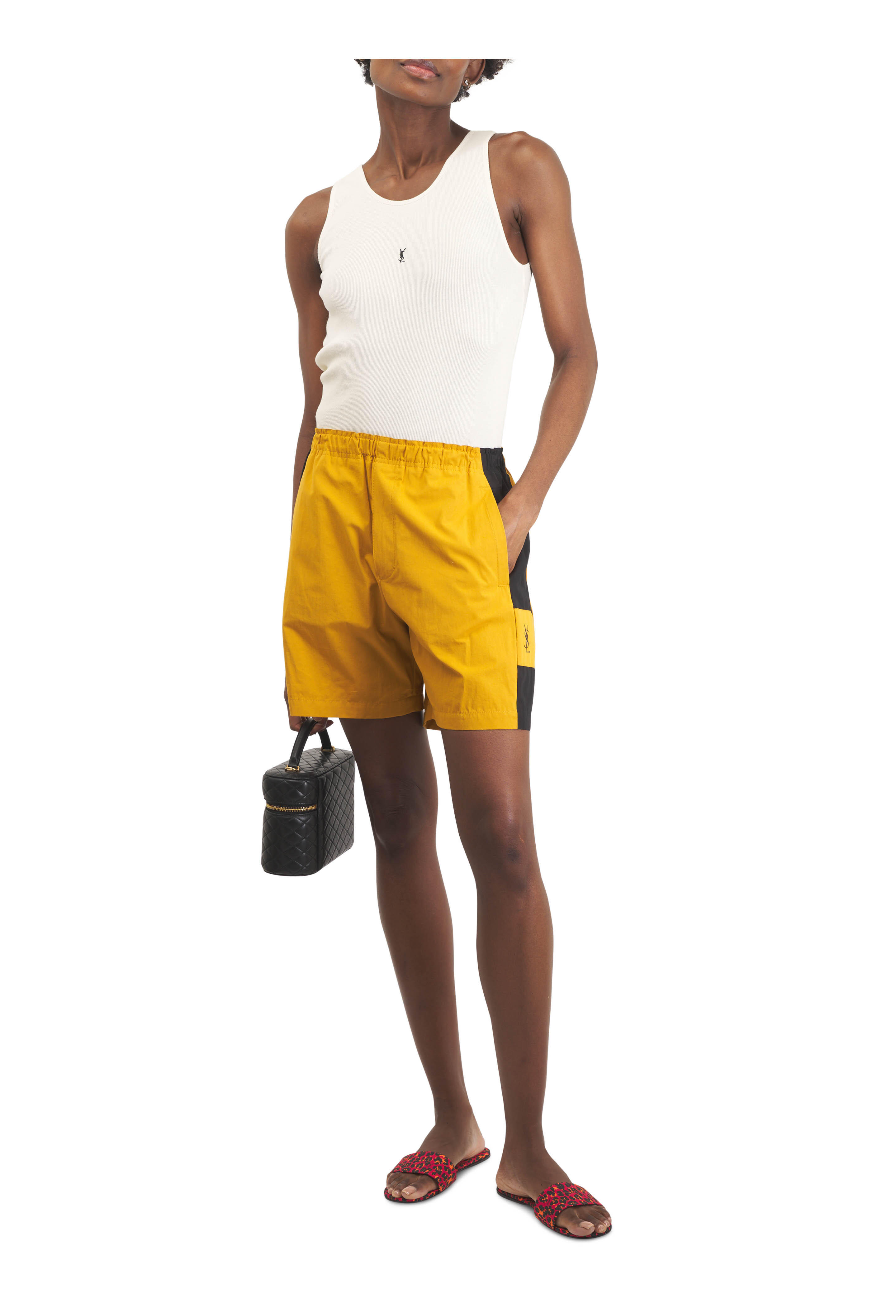 Saint Laurent - Cassandre Black & Curry Cotton Bermuda Short