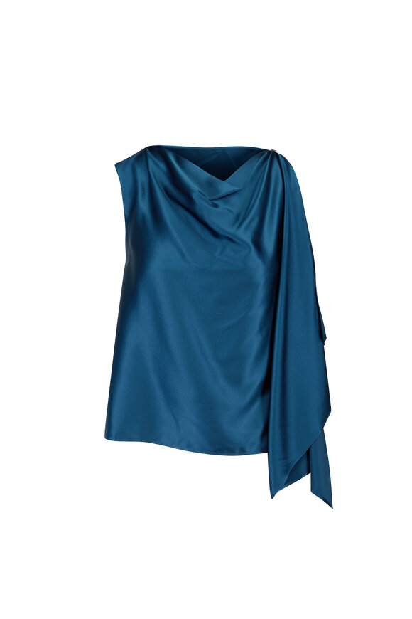 Staud Sabina Bright Teal Silk Top - view 1