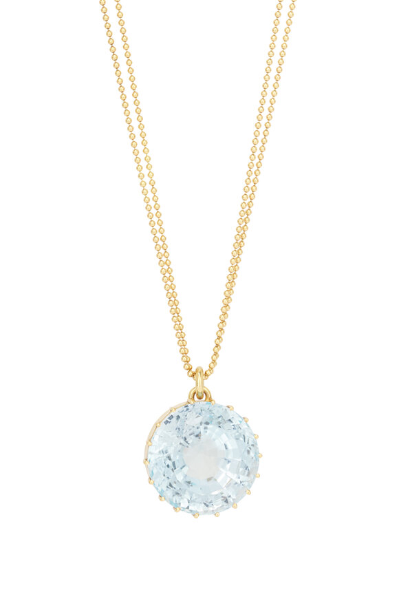 Renee Lewis 18k Yellow Gold Antique Blue Topaz Necklace - view 2