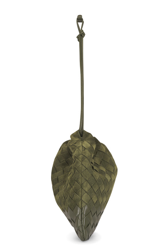 Bottega Veneta Dustbag Green Tweed Suede Drawstring Clutch Bag - view 3