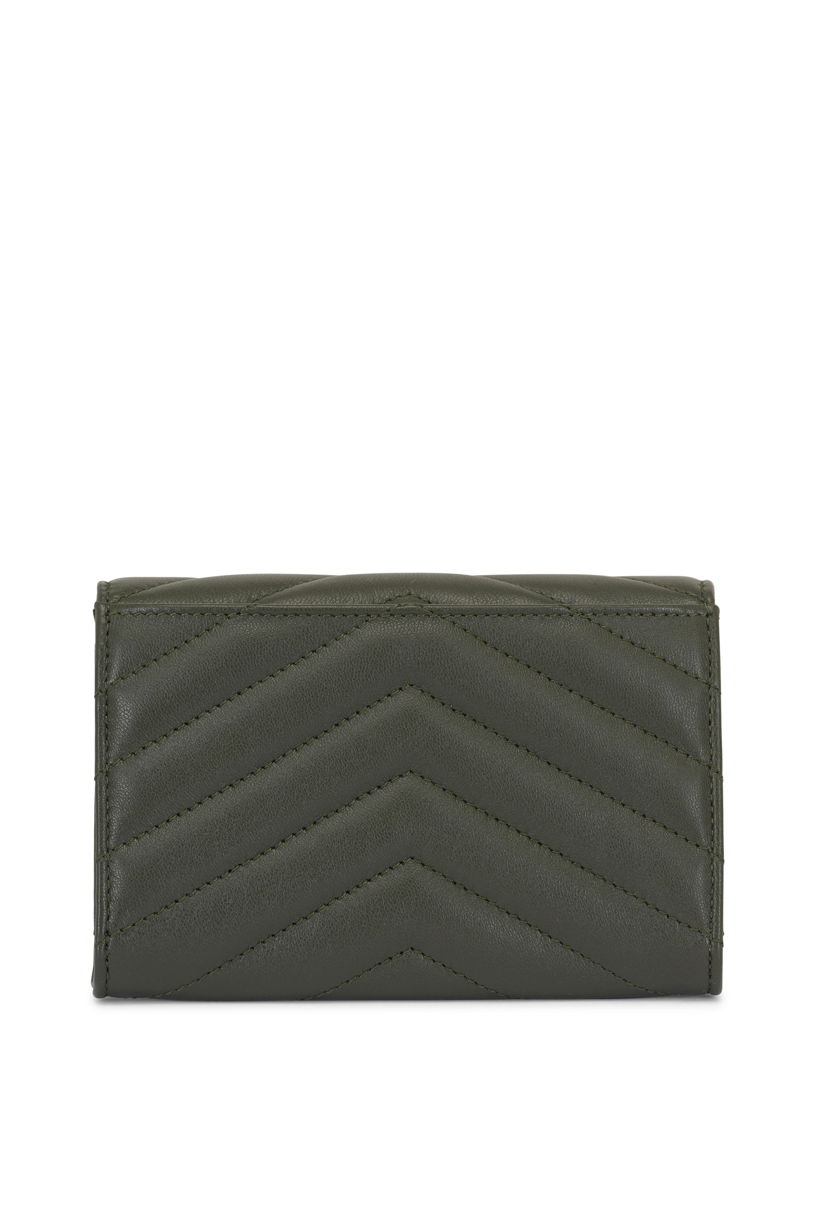 Saint Laurent - Olive Wood Cassandre Quilted Leather Wallet