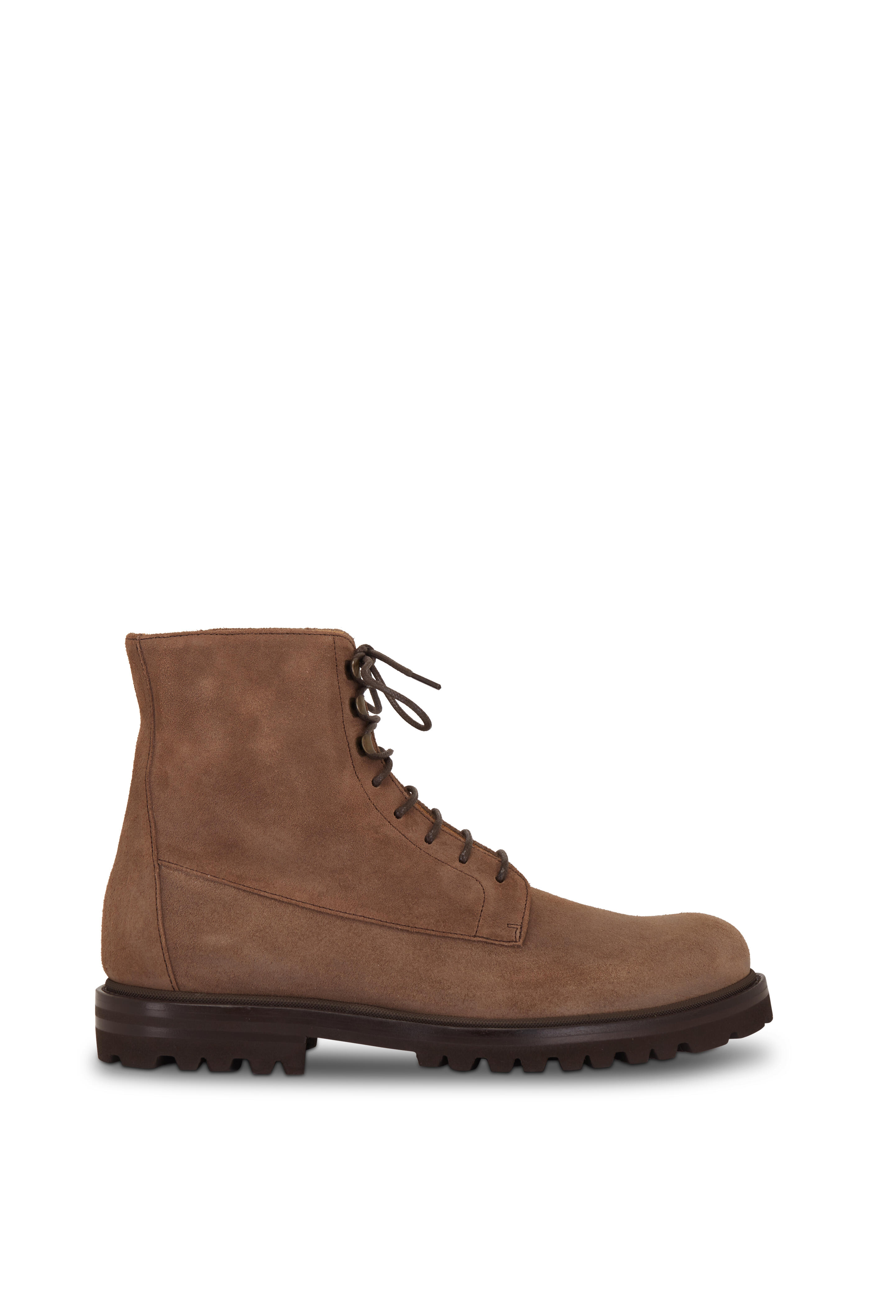 Brunello Cucinelli - Brown Suede Lace Up Boot | Mitchell Stores