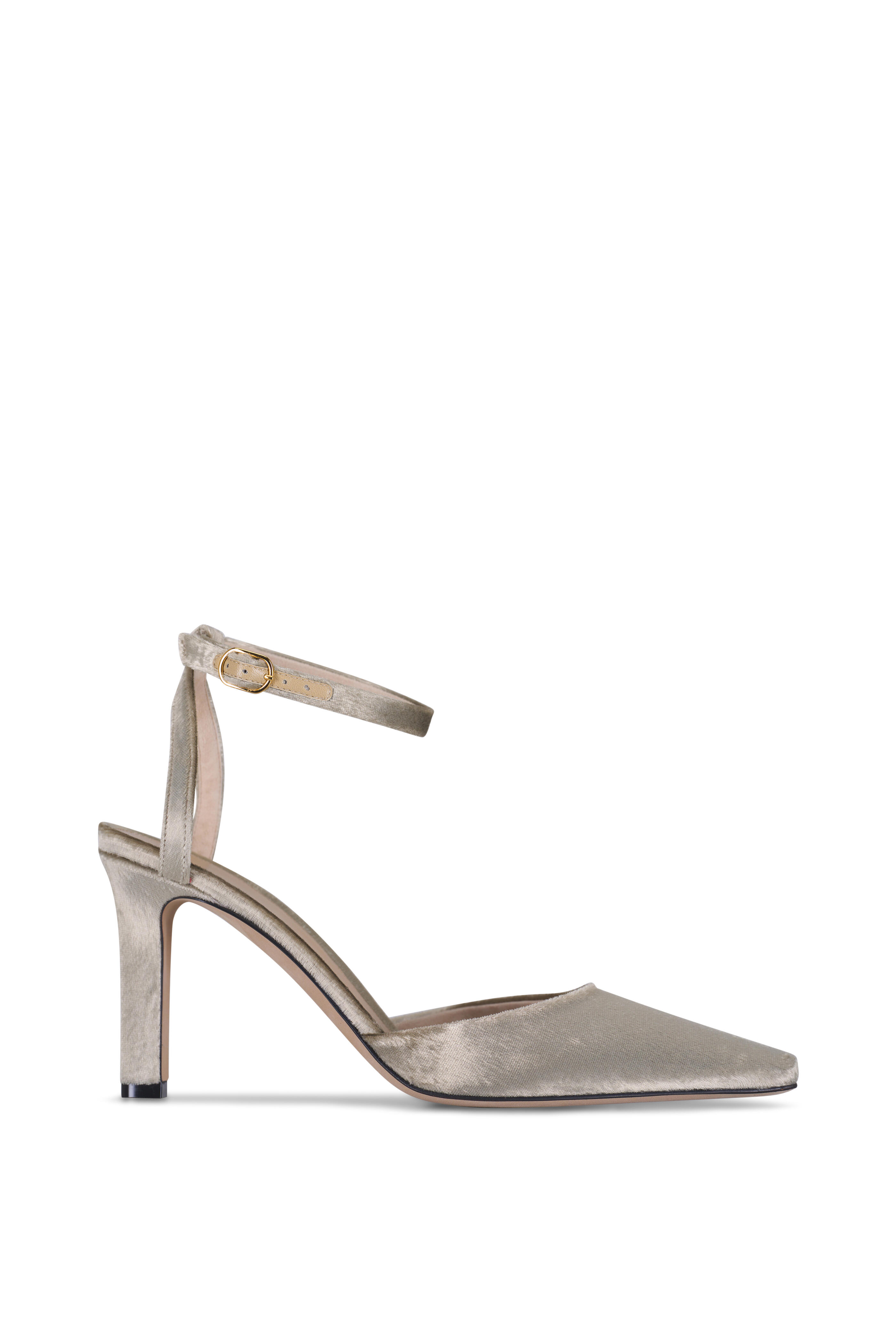 The Row - Carla Taupe Velvet Ankle Strap Pump, 80mm