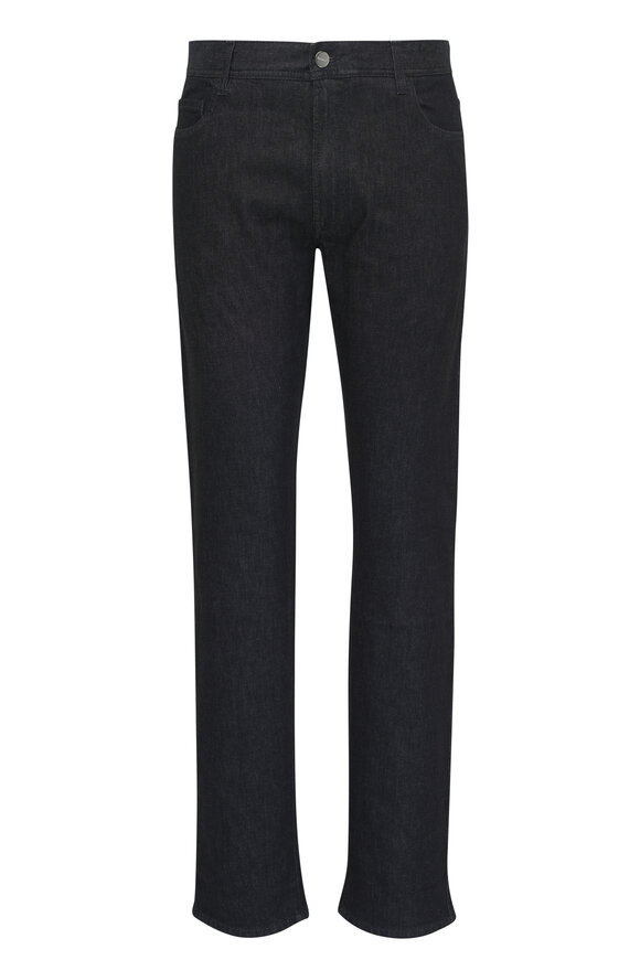 Canali - Black Cotton & Cashmere Stretch Denim Pant 