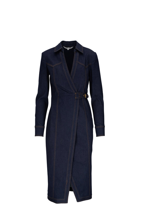 Veronica Beard - Arlington Dark Oxford Denim Wrap Dress 