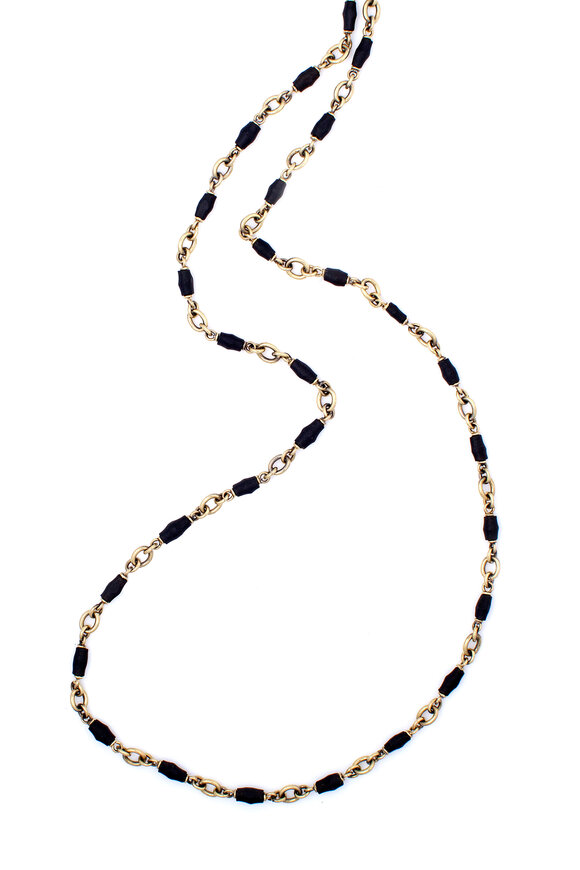 Sylva & Cie 18k Yellow Gold Black Jade Beaded Necklace - view 1