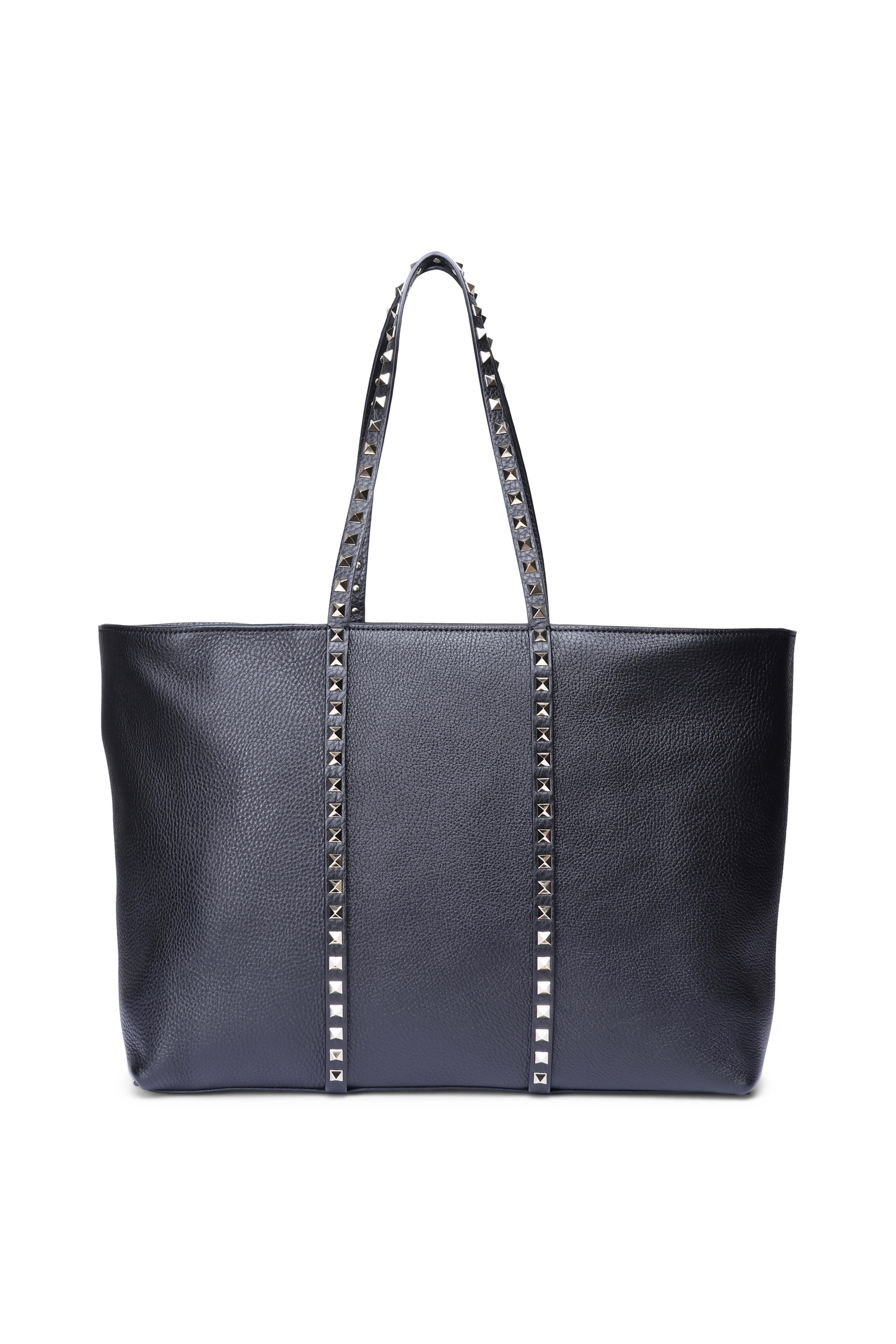 Valentino Garavani - Medium Rockstud Black Leather Tote
