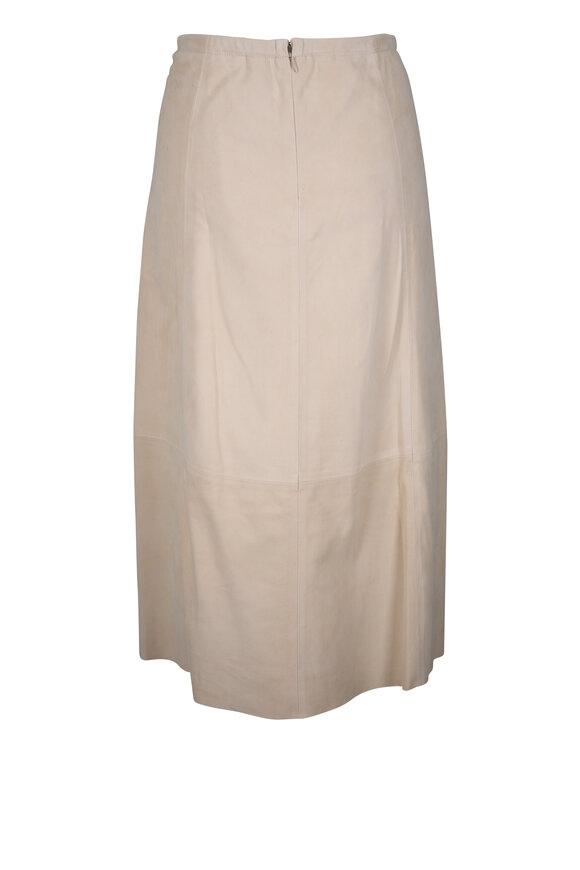 Vince Sand Beige Suede Paneled Skirt - view 4