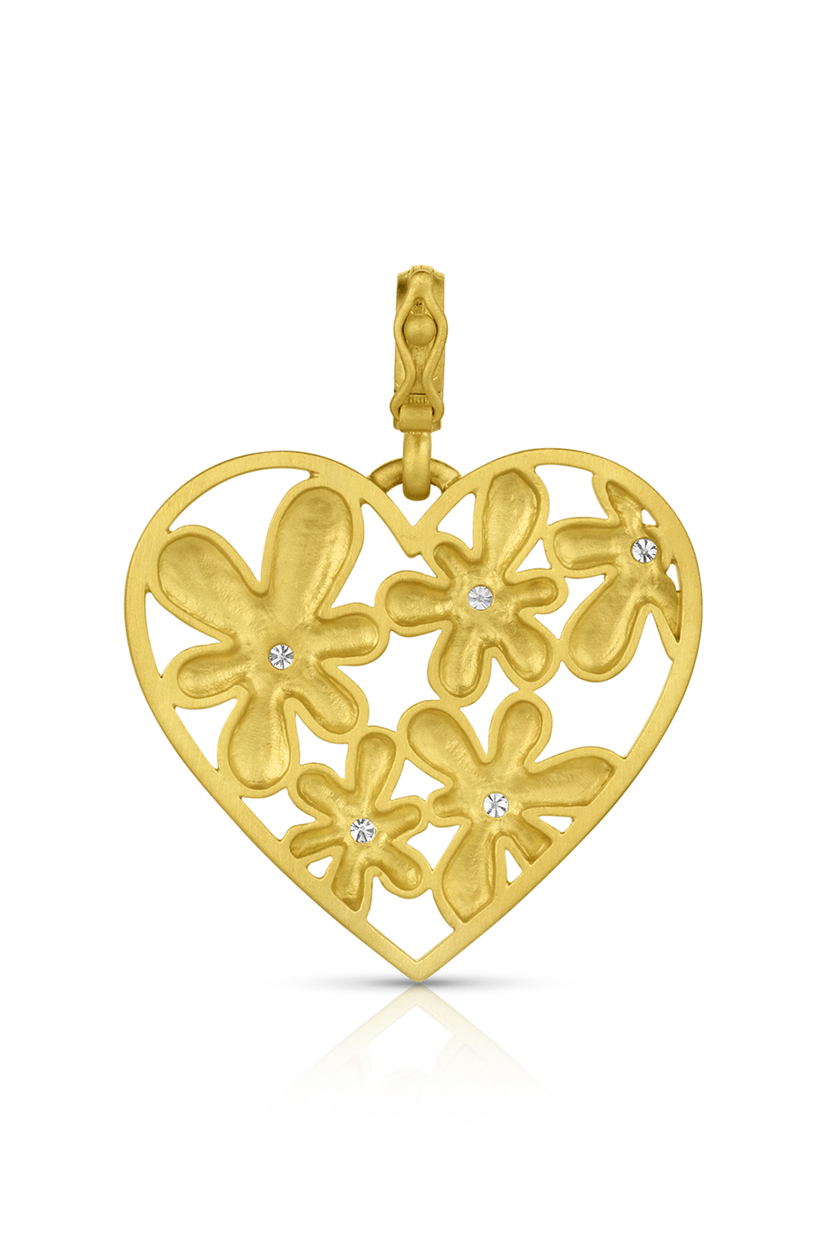 Leigh Maxwell - 18k Yellow Gold Flora Diamond Heart Pendant - view 1
