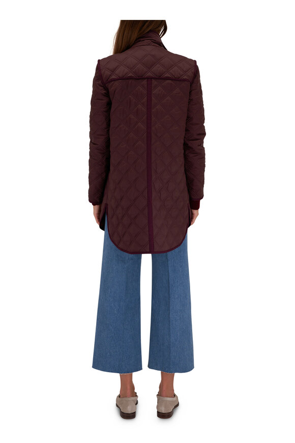 Veronica Beard - Inigo Wine Maroon Quilted Longline Jacket 