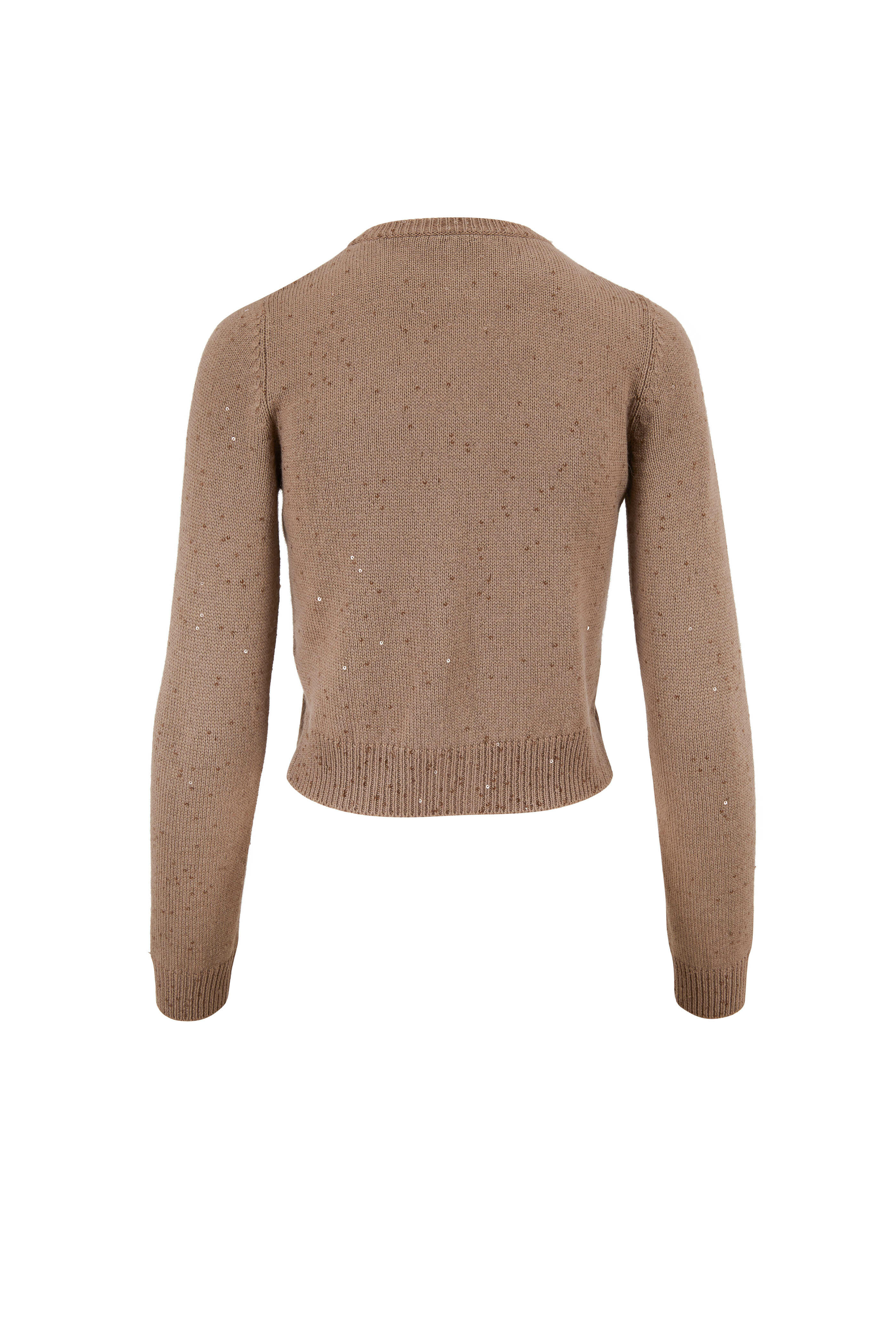 Brunello Cucinelli - Cafe Cashmere & Silk Paillette Crop