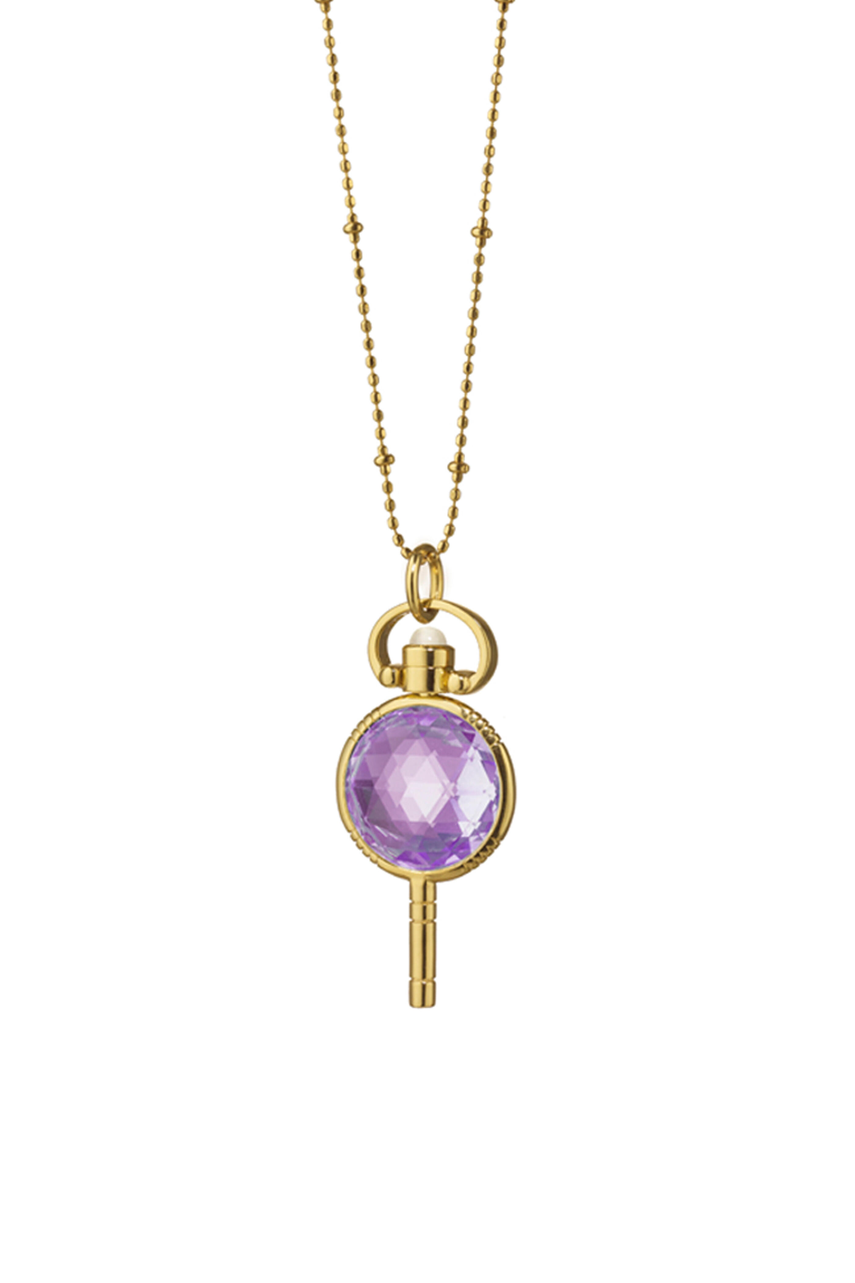 Monica Rich Kosann - Gold Amethyst Pocket Watch Key Necklace