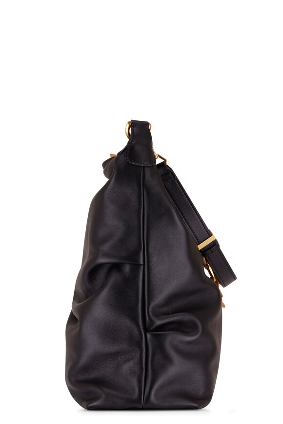 Jimmy Choo - Black & Gold Soft Leather Hobo Bag with Chain