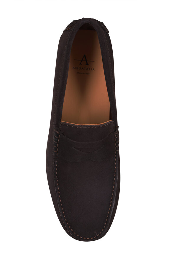 Aquatalia Enzo Dark Brown Suede Loafer - view 3