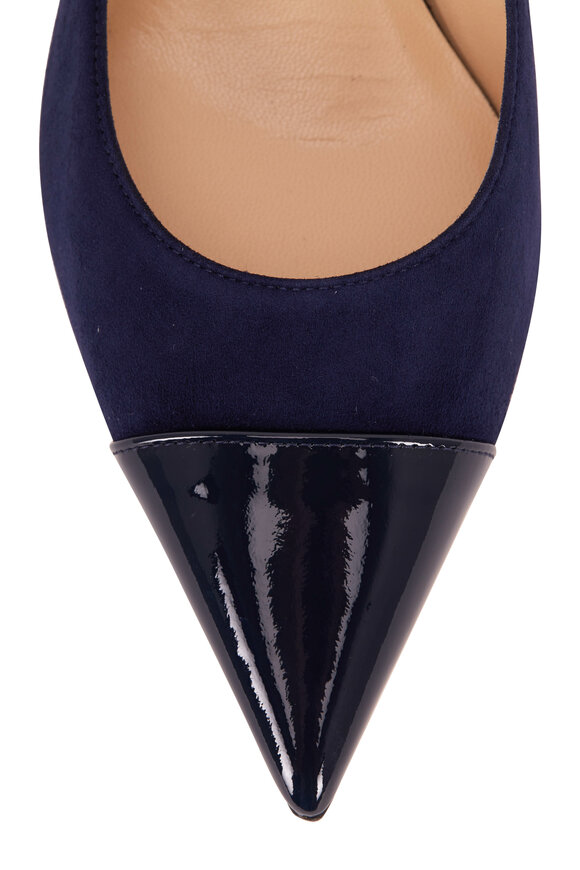 Jimmy Choo - Rene Navy Patent Leather & Suede Pointed Pump,65mm