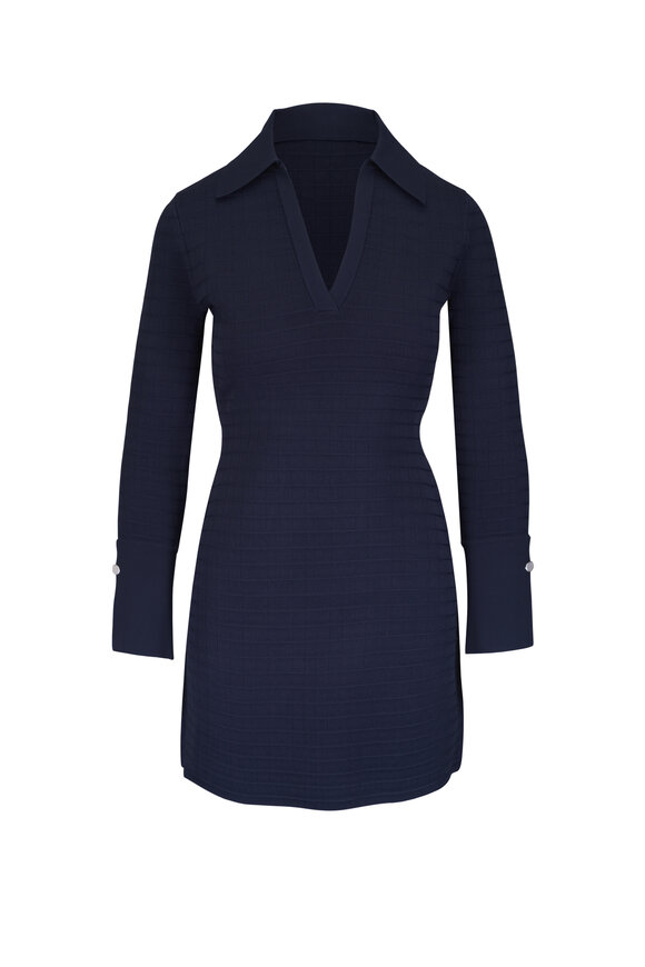 Veronica Beard Celena Navy Long Sleeve Knit Mini Dress - view 1