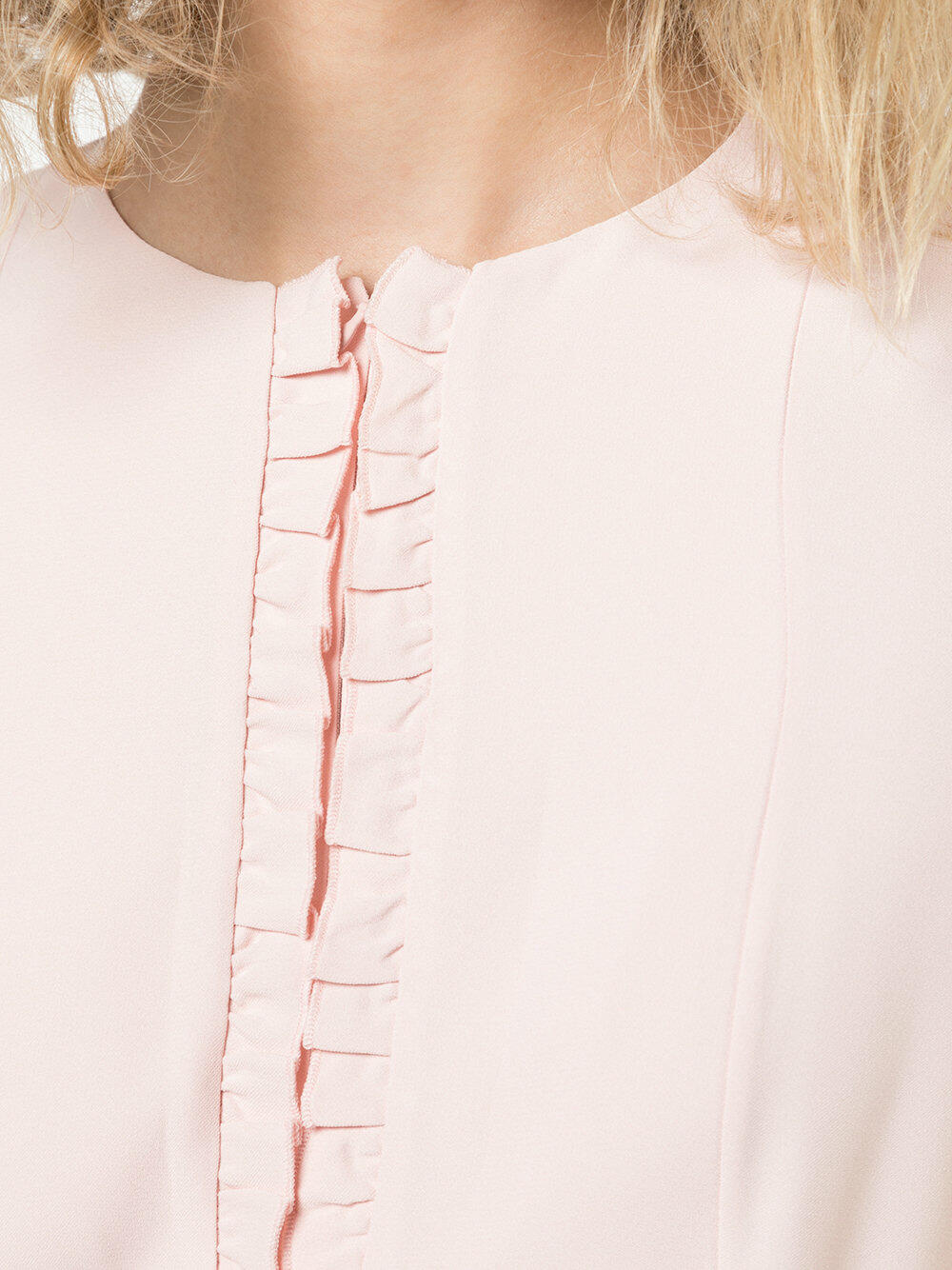 Akris Punto - Rose Pink Ruffle Front Sleeveless Blouse