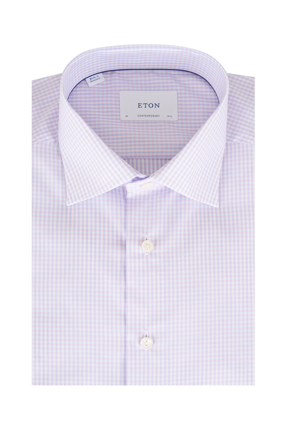 Eton Pink Check Cotton Contemporary Fit Dress Shirt - view 1
