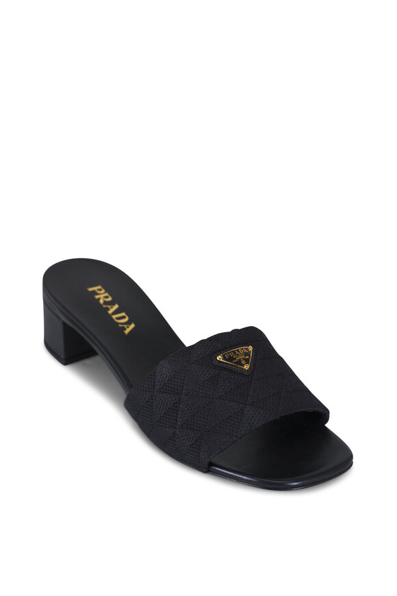 Prada Black Triangle Jacquared Sandal, 35mm