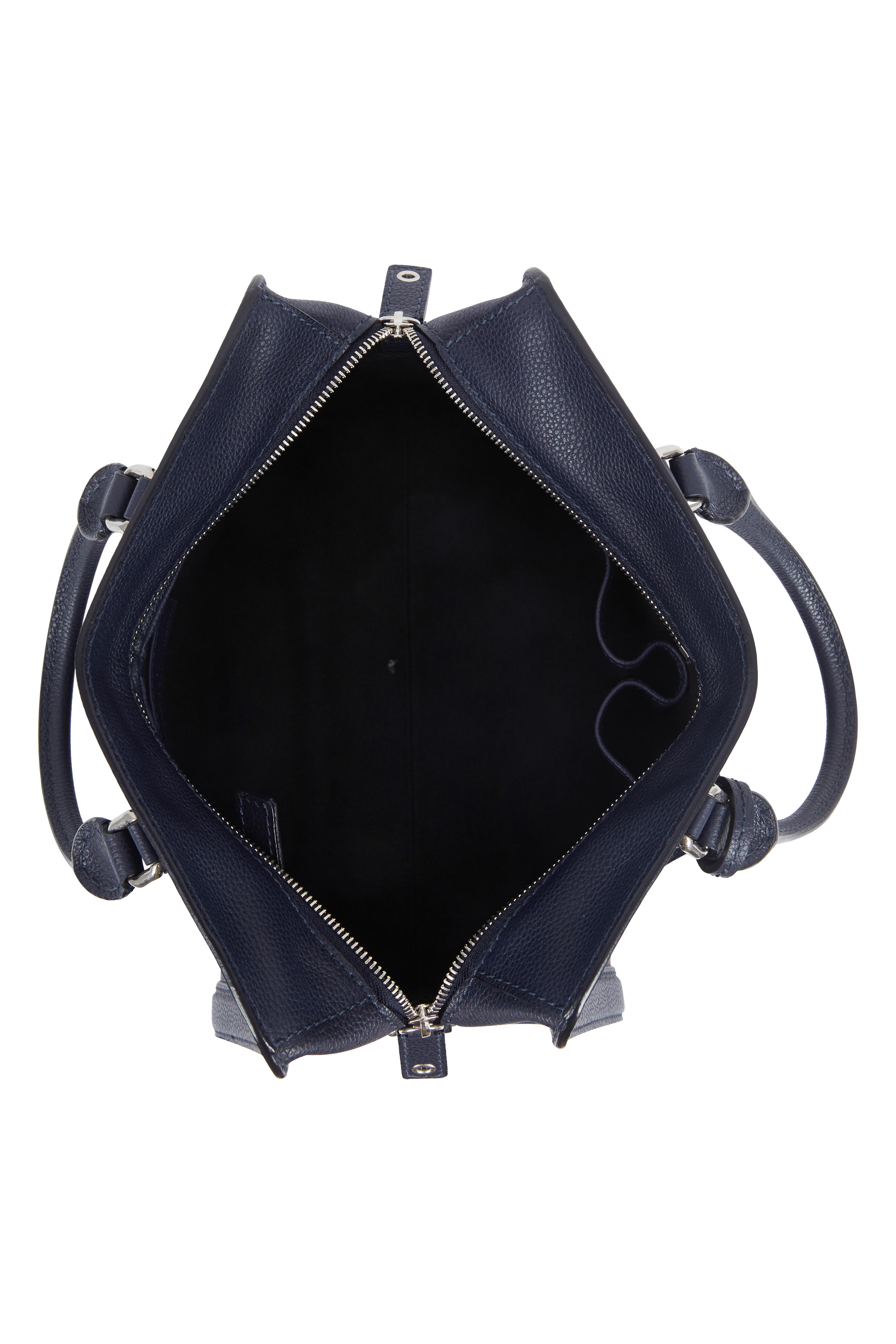 McQueen - Padlock Navy Blue Leather Small Satchel