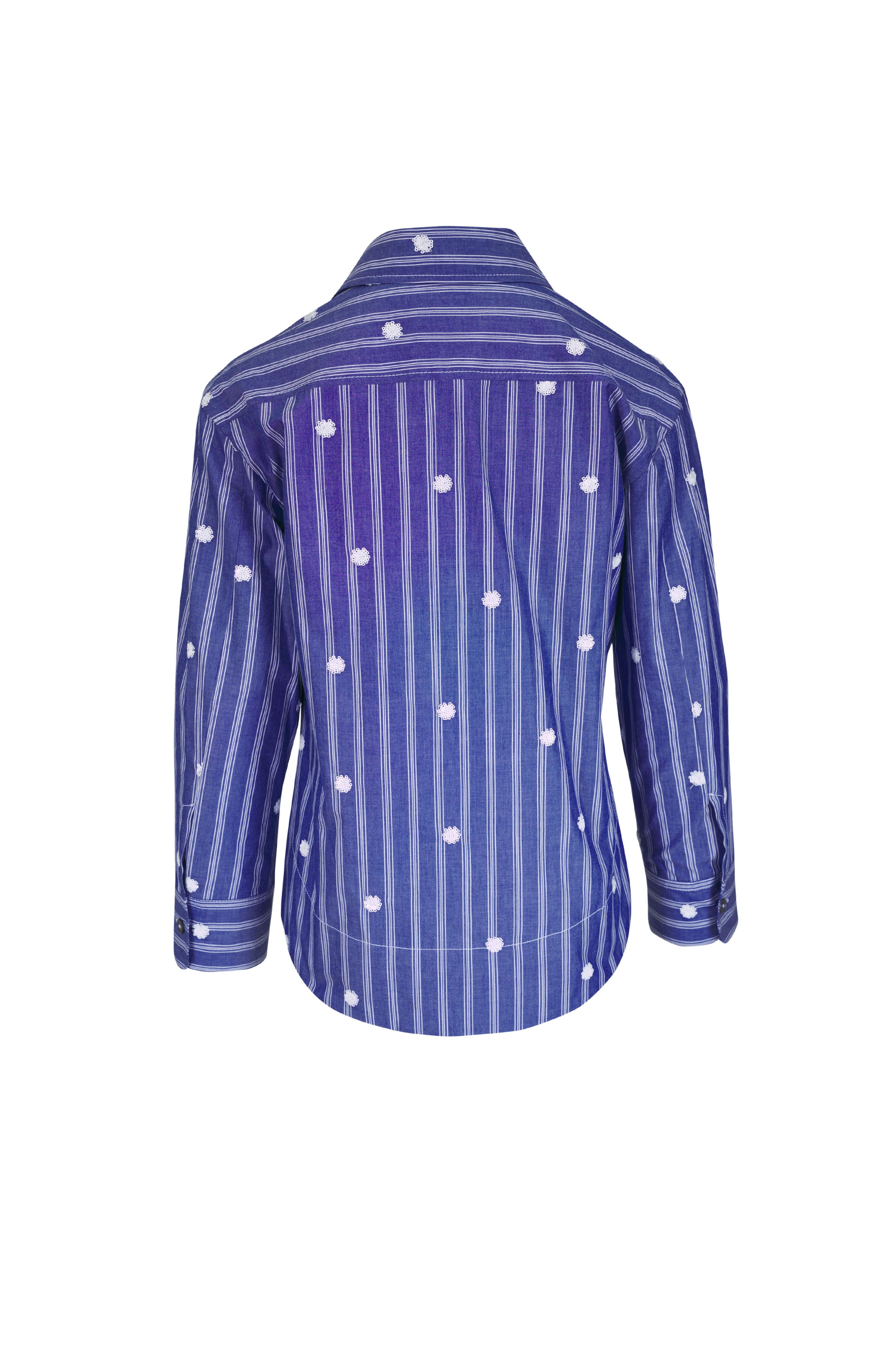 Odeeh - Embroidered Blue & White Stripe Blouse