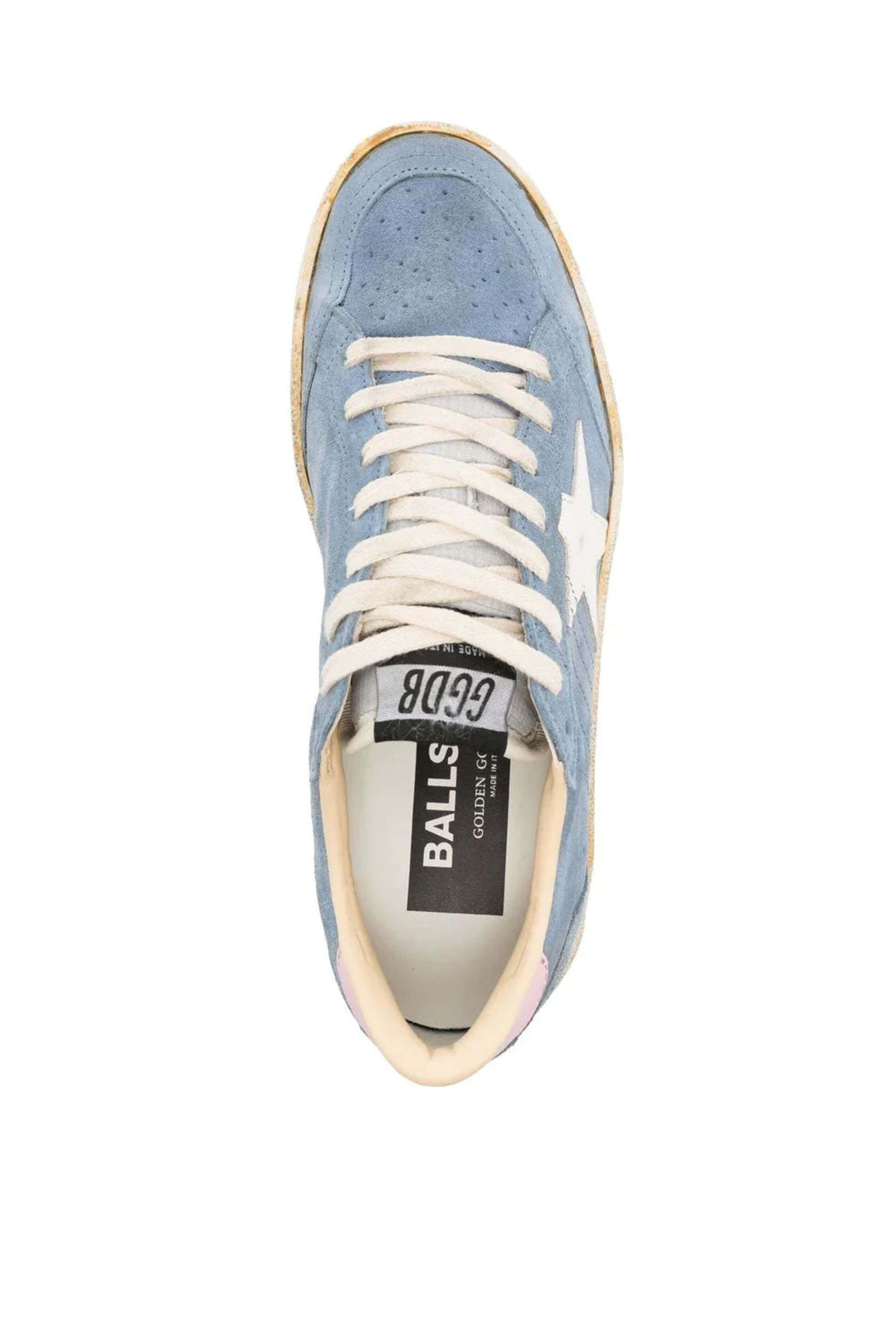 Golden Goose - Ballstar Suede Sneaker in Powder Blue and Pink