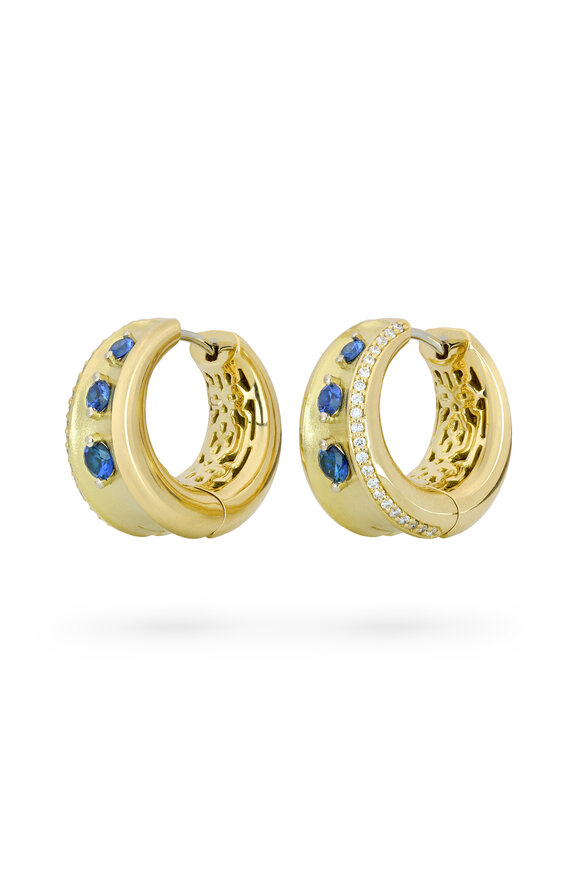 Paul Morelli 18k Yellow Gold & Platinum Gallant Snap Hoops