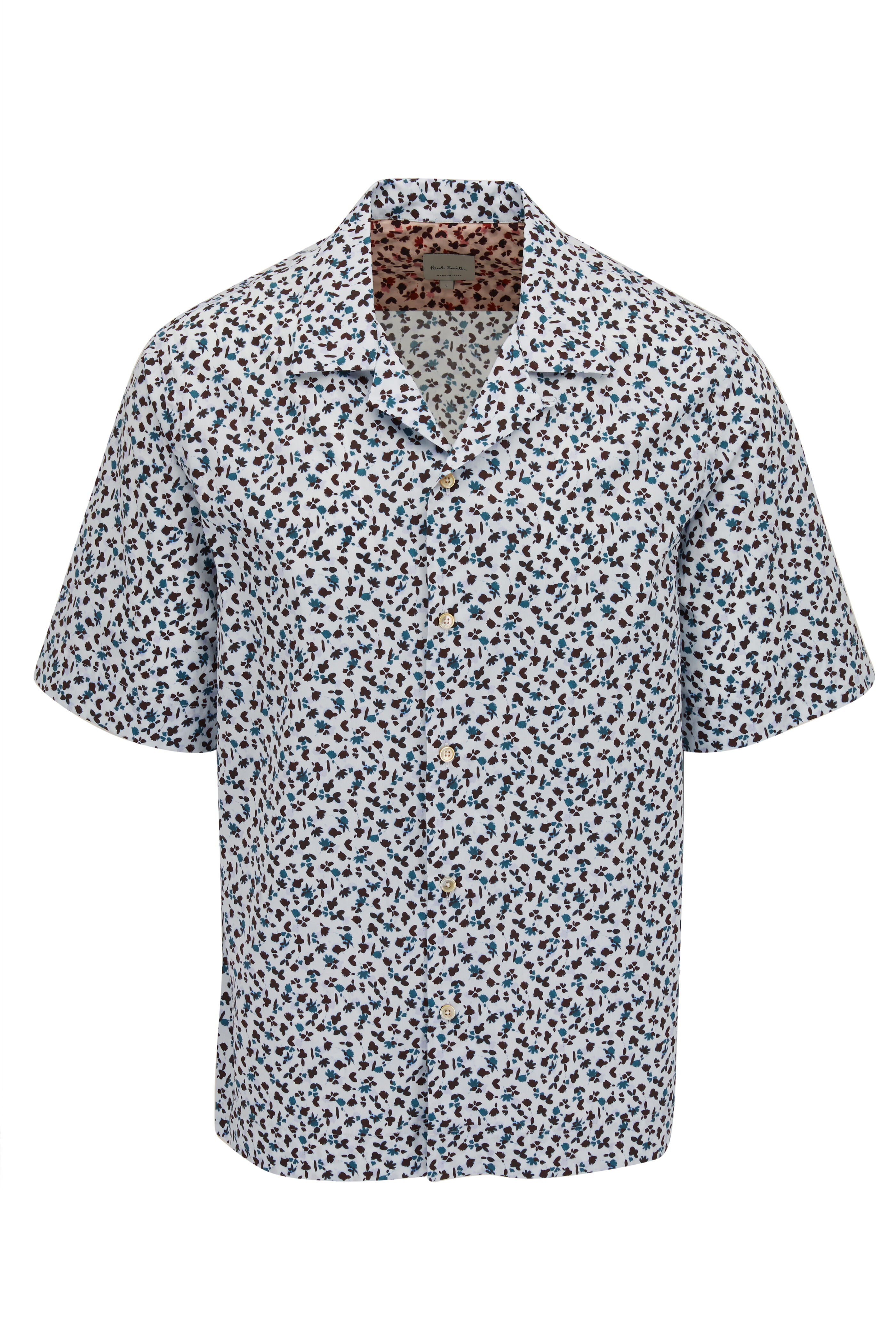 Paul Smith - Navy & White Floral Print Camp Shirt