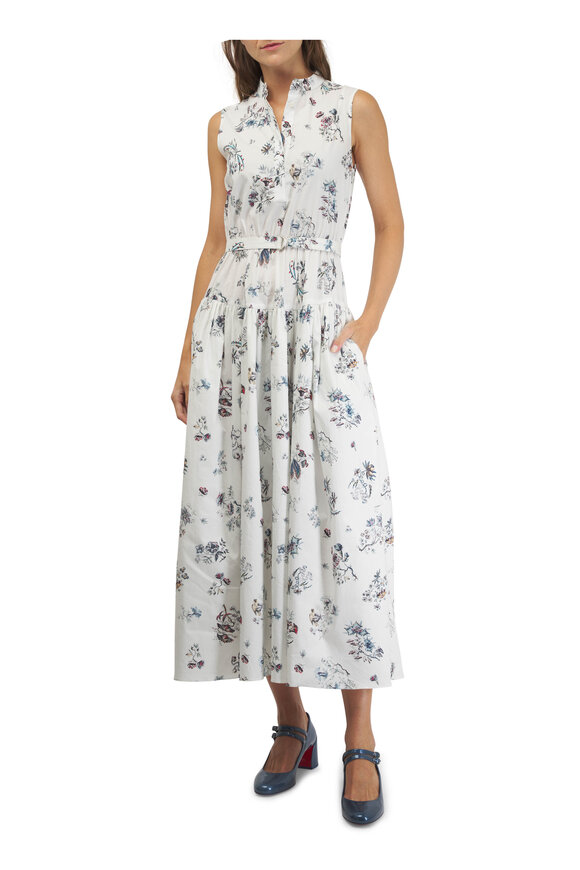 Adam Lippes - Floral-Print Poplin Sleeveless Midi Shirtdress