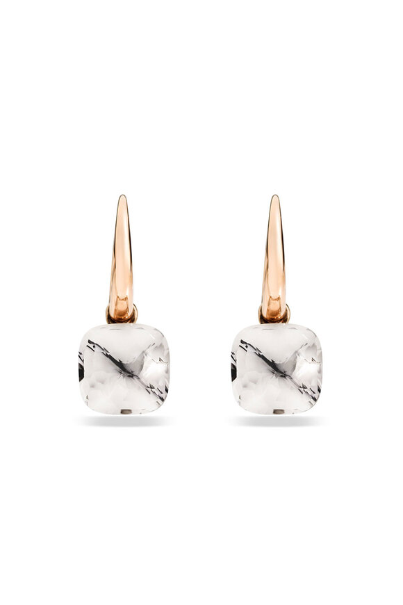Pomellato 18k Rose Gold Petit Nudo White Topaz Earring