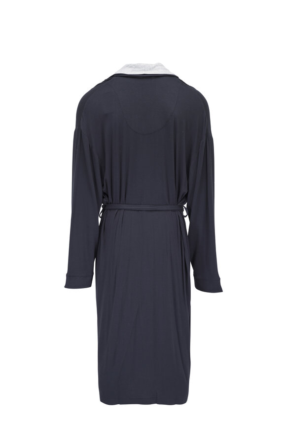 Majestic - Navy & Gray Shawl Collar Knit Robe