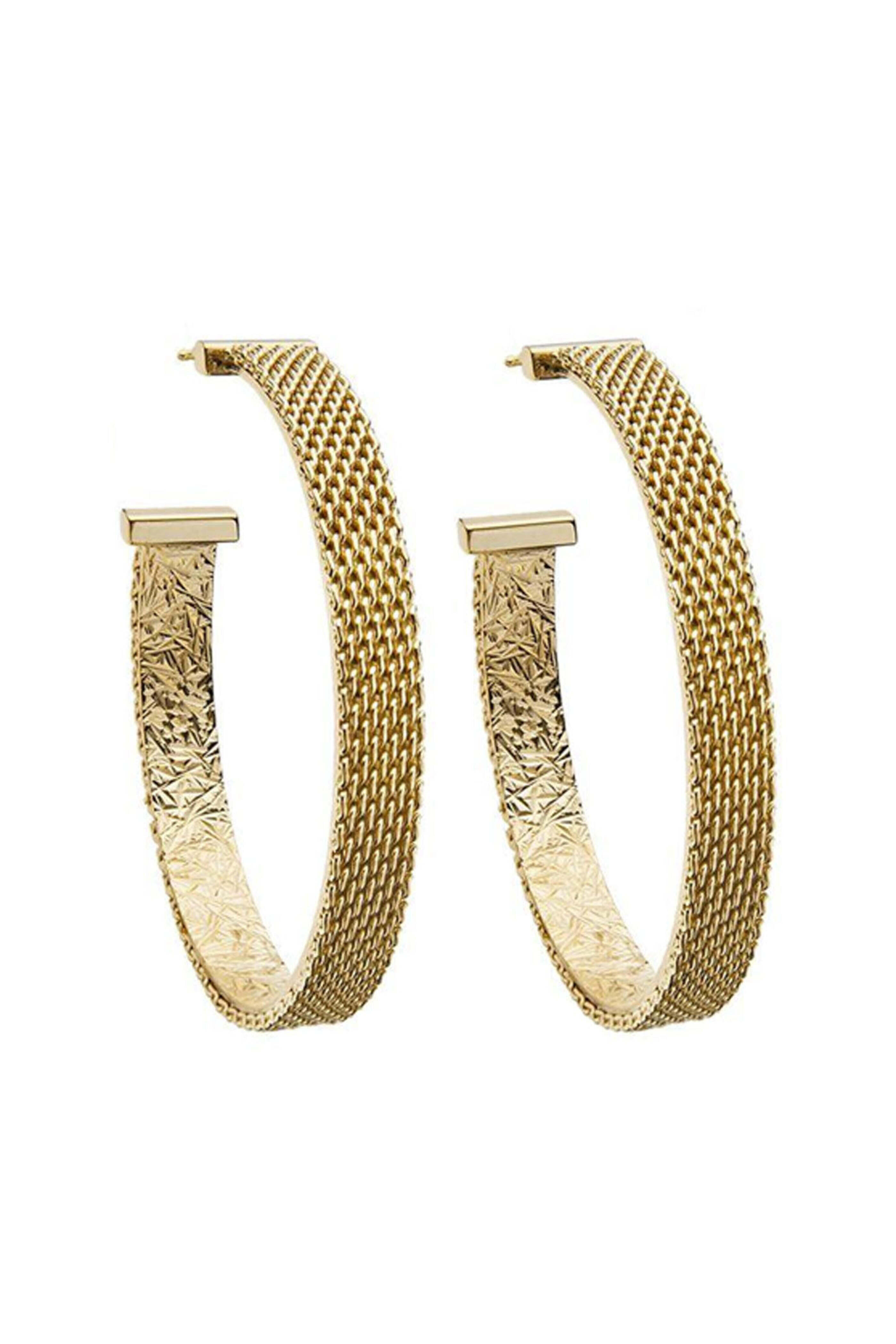 Jennifer Zeuner Jewelry - Medium Flat Woven Hoop Earrings