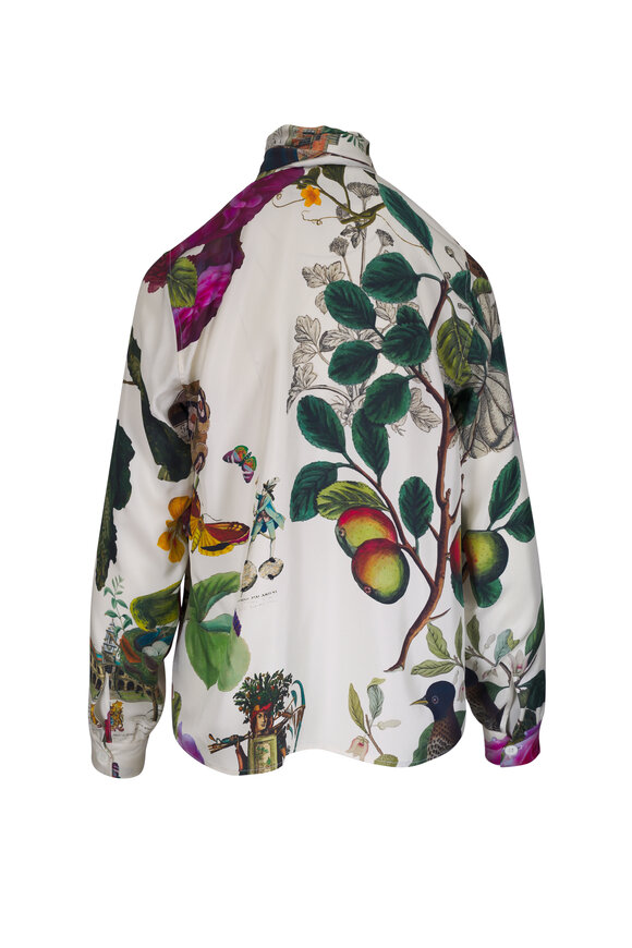 Libertine Hollyhock Print Silk Keith Tie Blouse - view 2