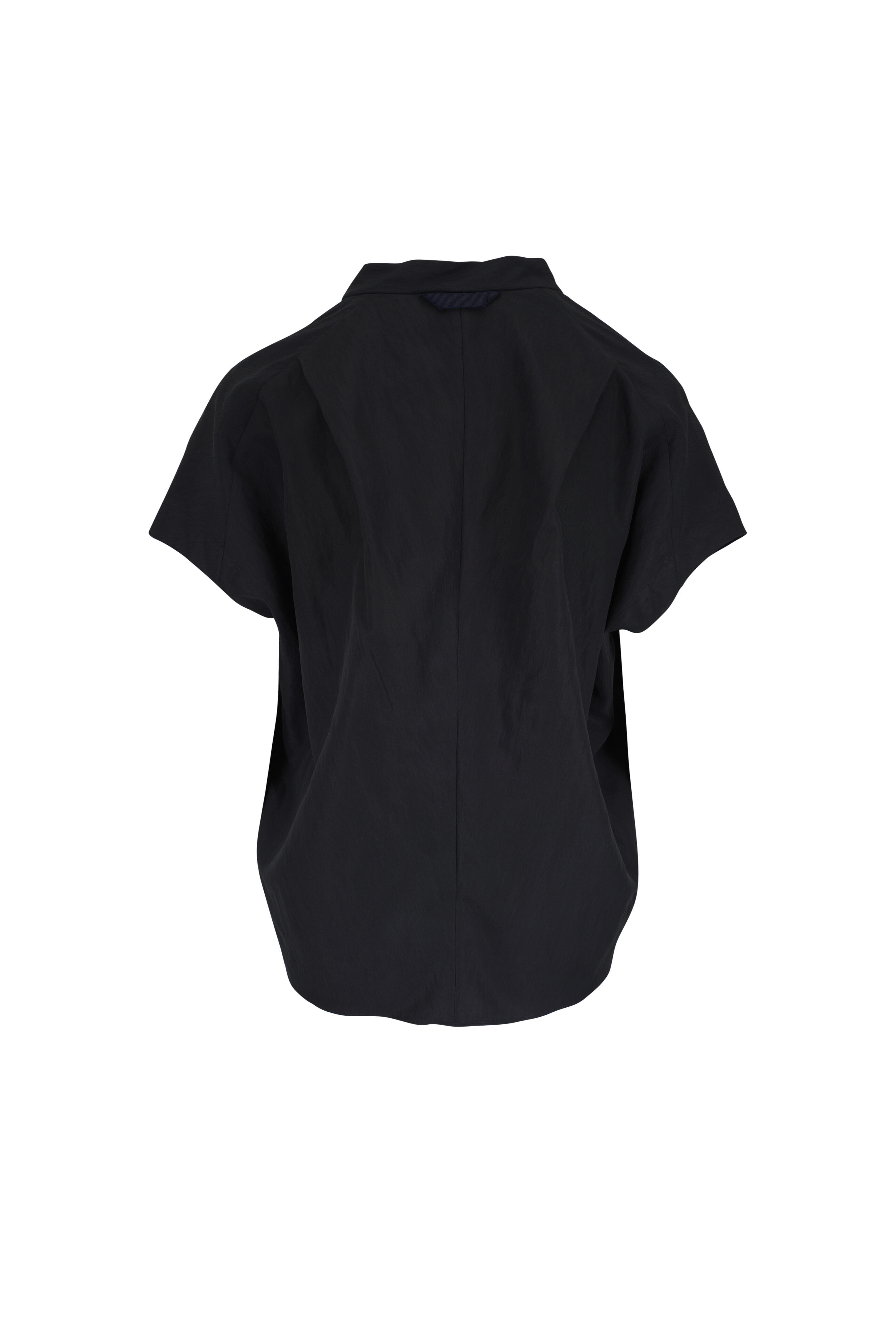 Zero + Maria Cornejo - Fin Gaban Ruffled Black Short Sleeve Cotton Blouse