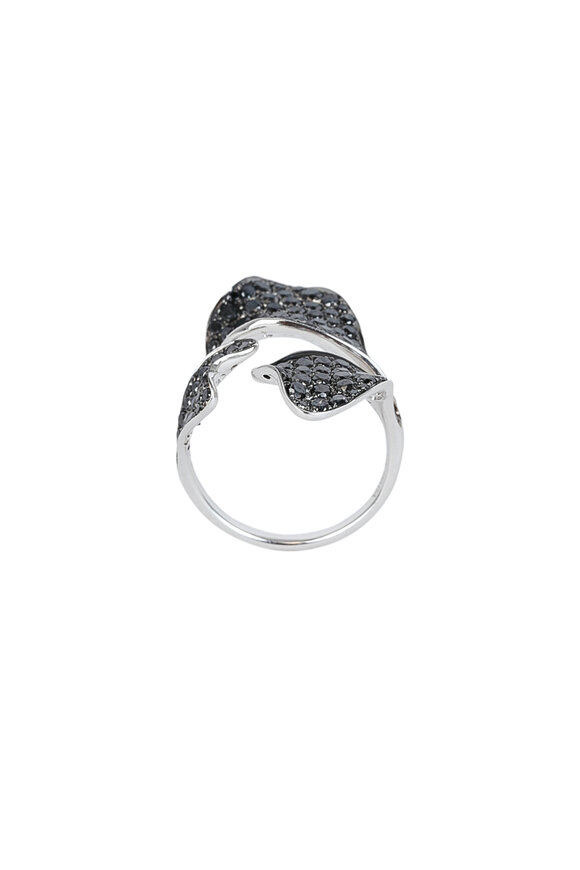 Kai Linz - 18K White Gold Black Diamond Organic Flower Ring