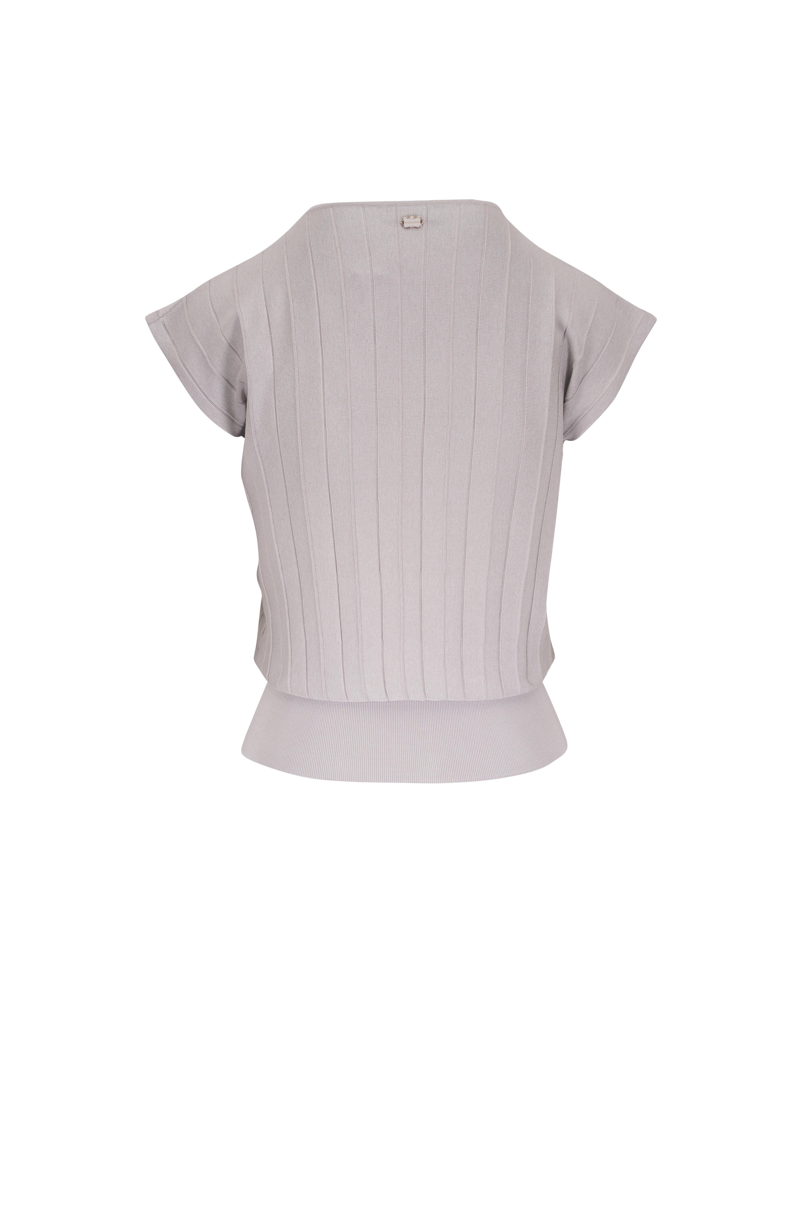 Agnona - Sand Ribbed Cap Sleeve Knit Top