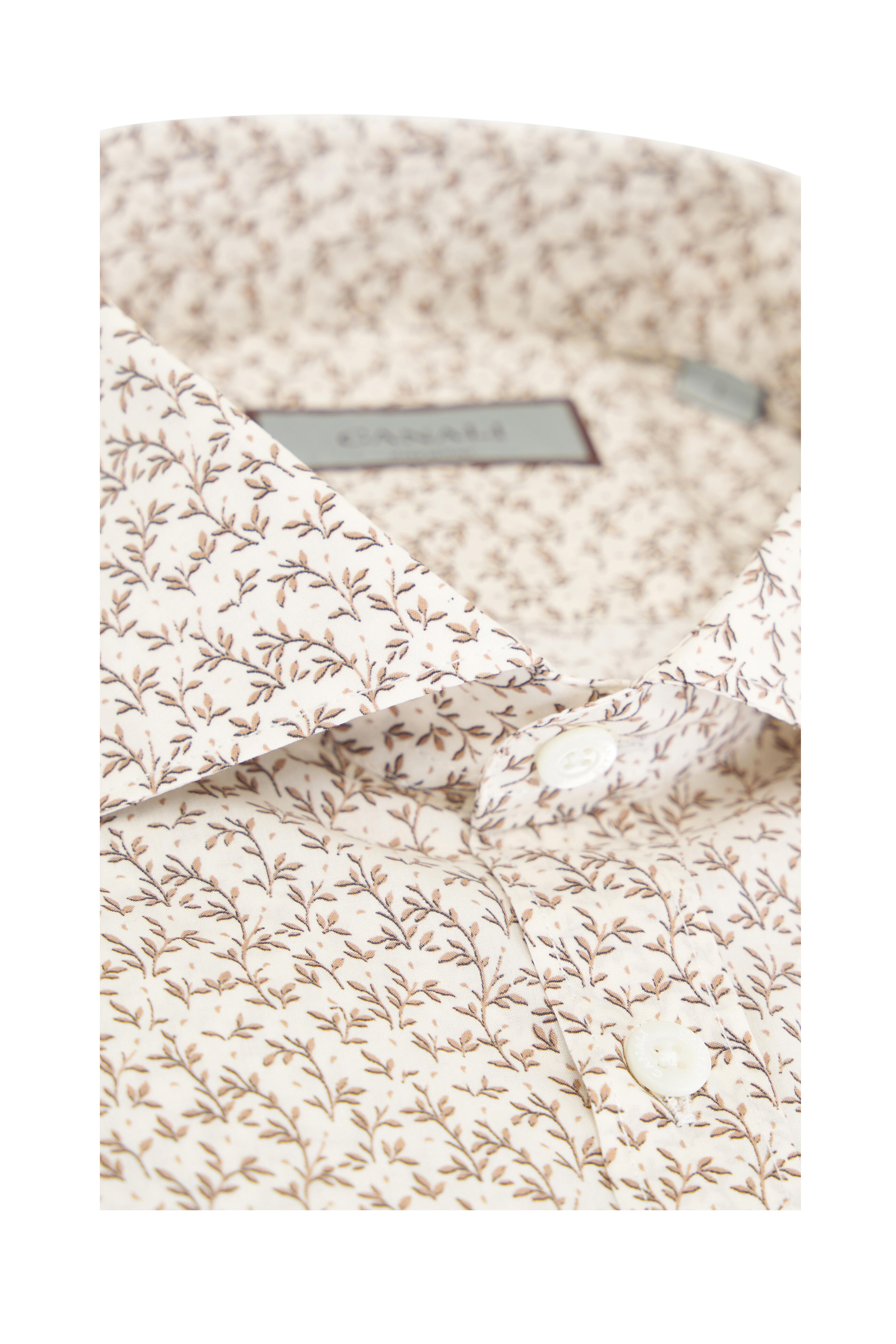 Canali - Sand Botanical Print Sport Shirt