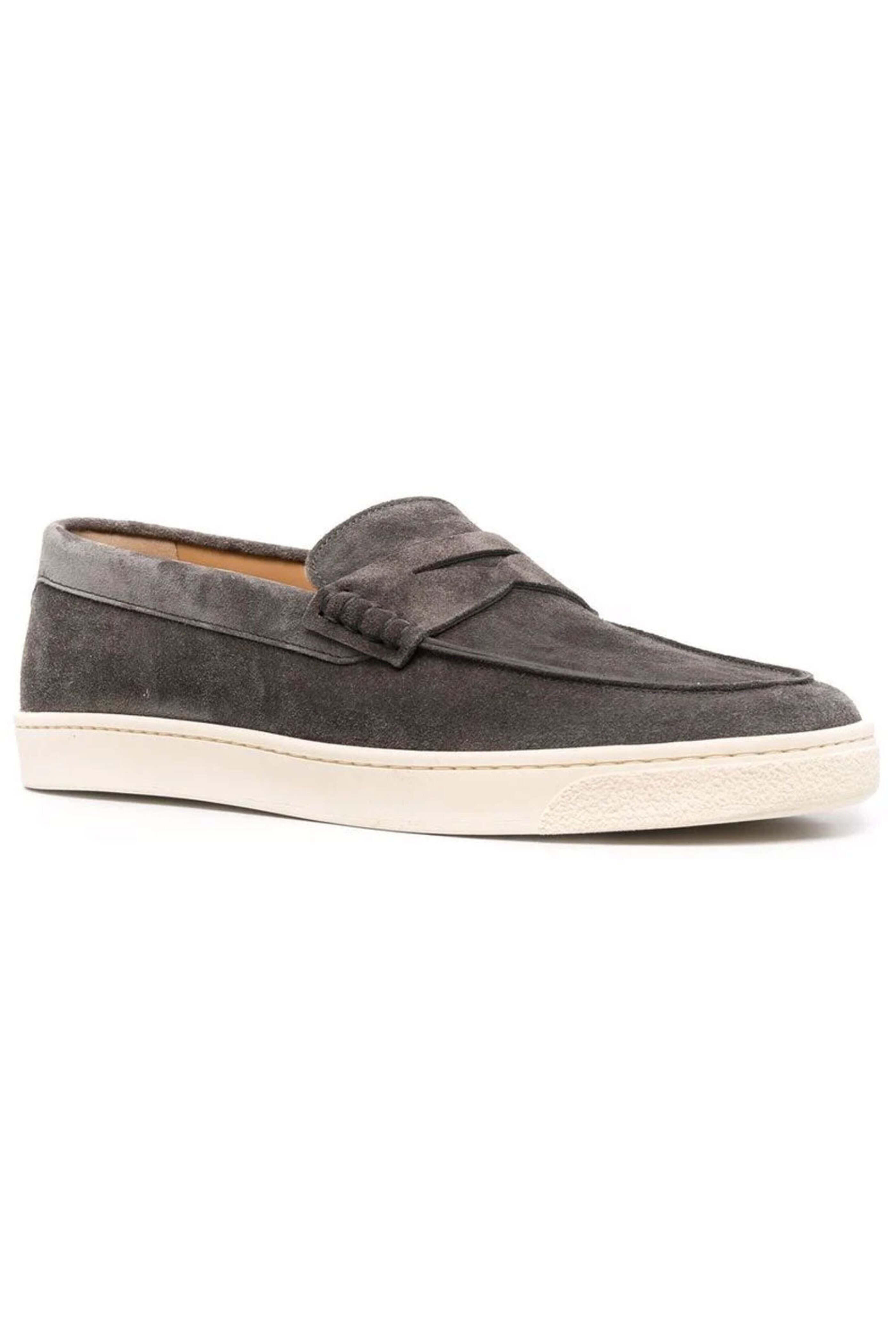 【関税＆送料込み】Brunello Cucinelli Grey Loafers With Mon Brunello Cucinelli Suede Monili Penny Loafers | Neiman Marcus