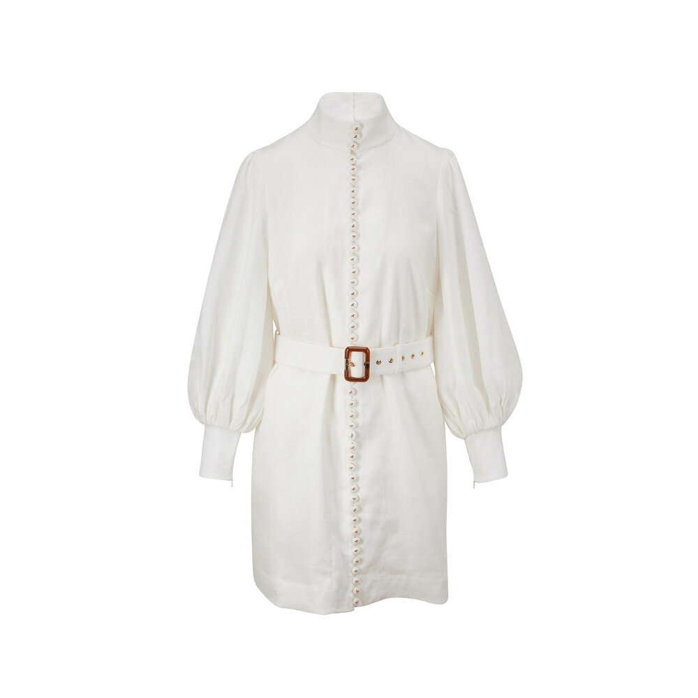国内発送/Zimmermann/エバリー ドレープリボン ミディドレス Zimmermann - Luminous Ivory Mixed Ribbon Long Sleeve Mini Dress