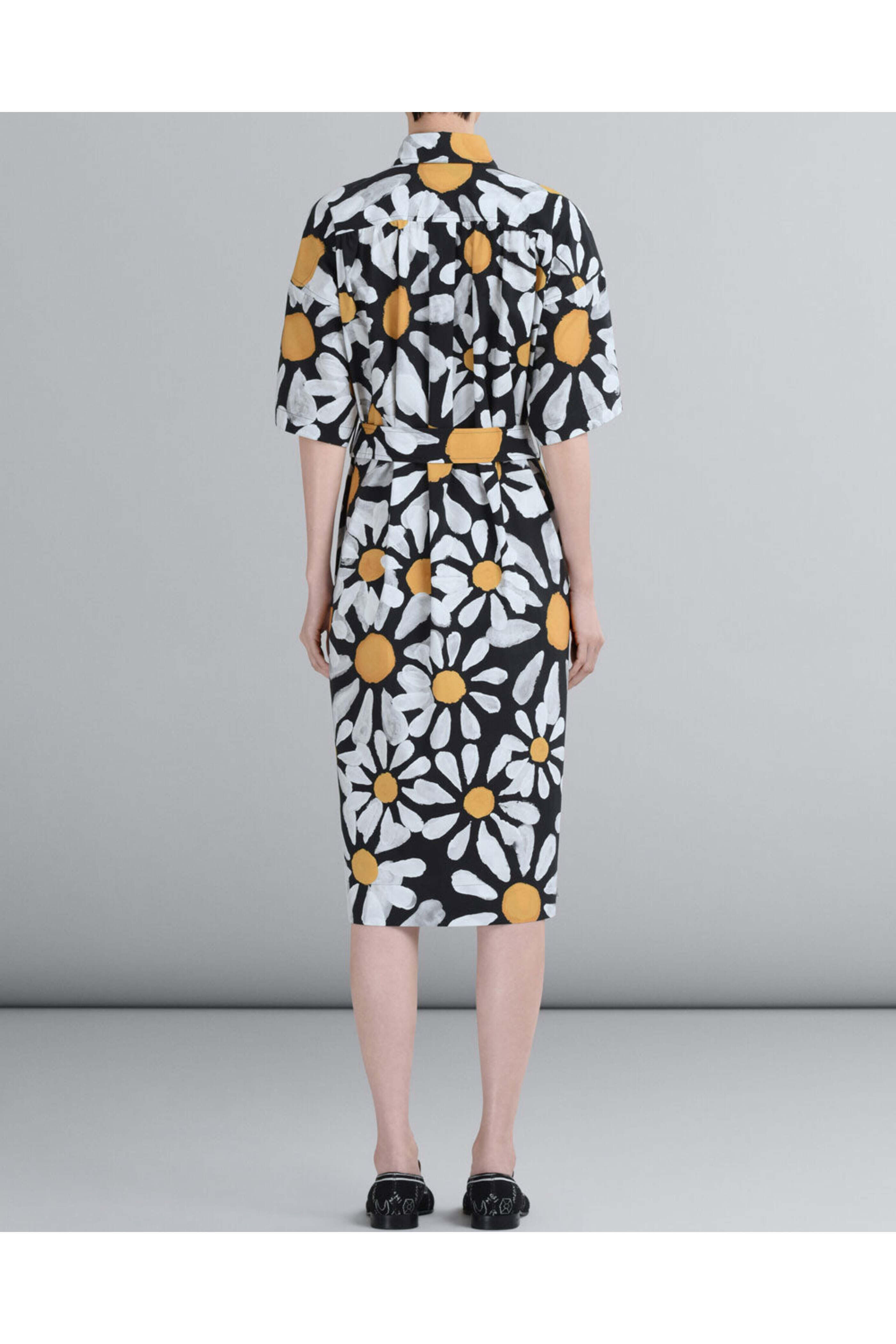 Marni - Black Daisy Print Belted Midi Dress | Mitchell Stores