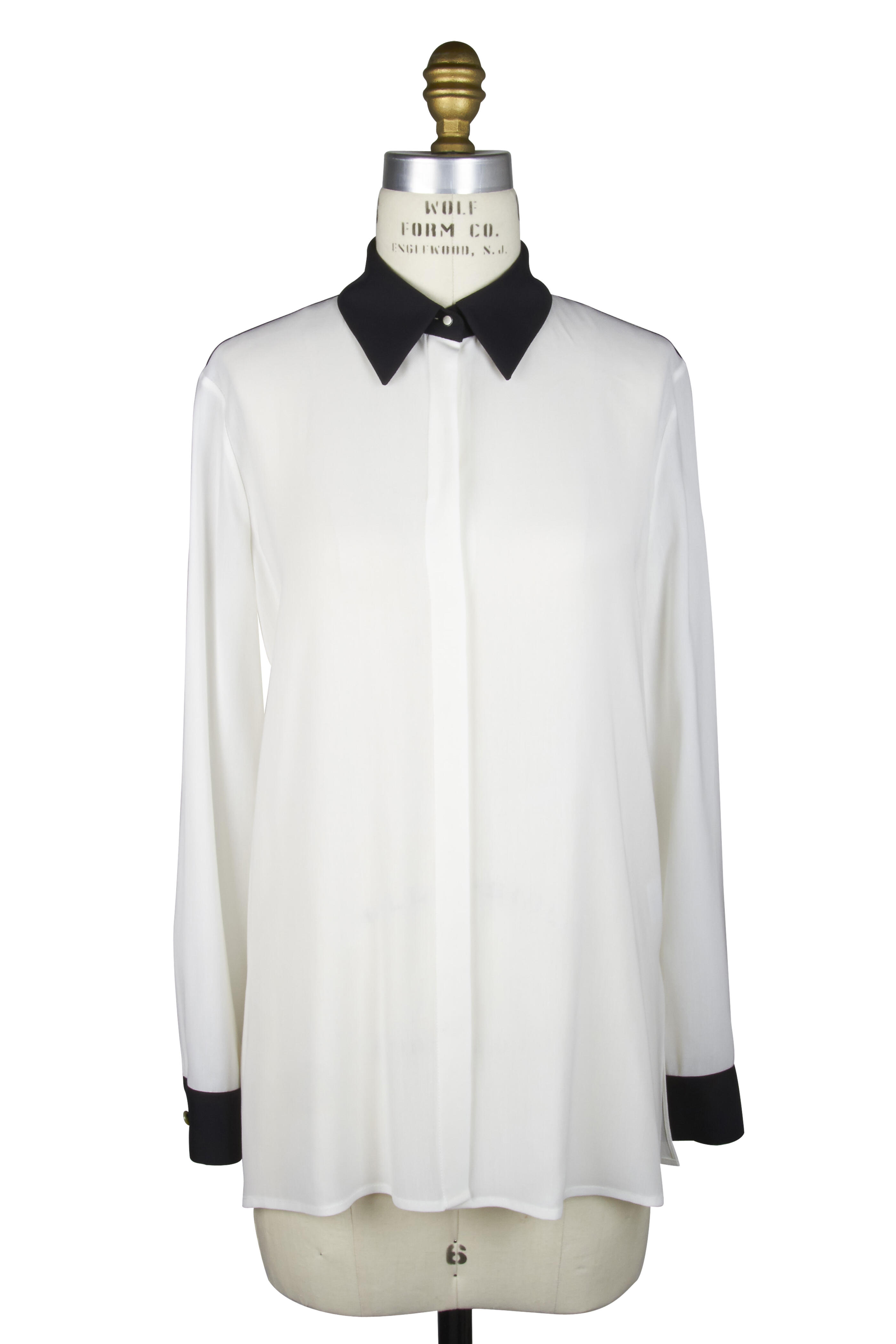 The Row - Charton Black & White Viscose Blouse | Mitchell Stores