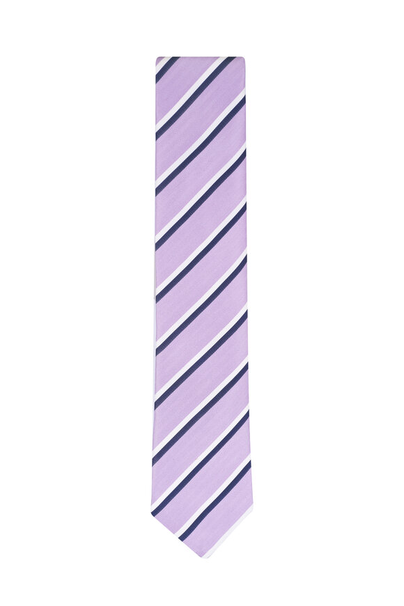 Canali Lilac Stripe Silk Necktie