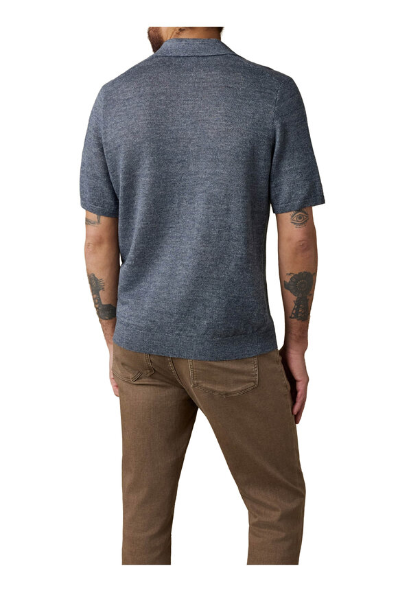 Faherty Brand Caribbean Navy Mélange Linen Sweater Polo - view 4