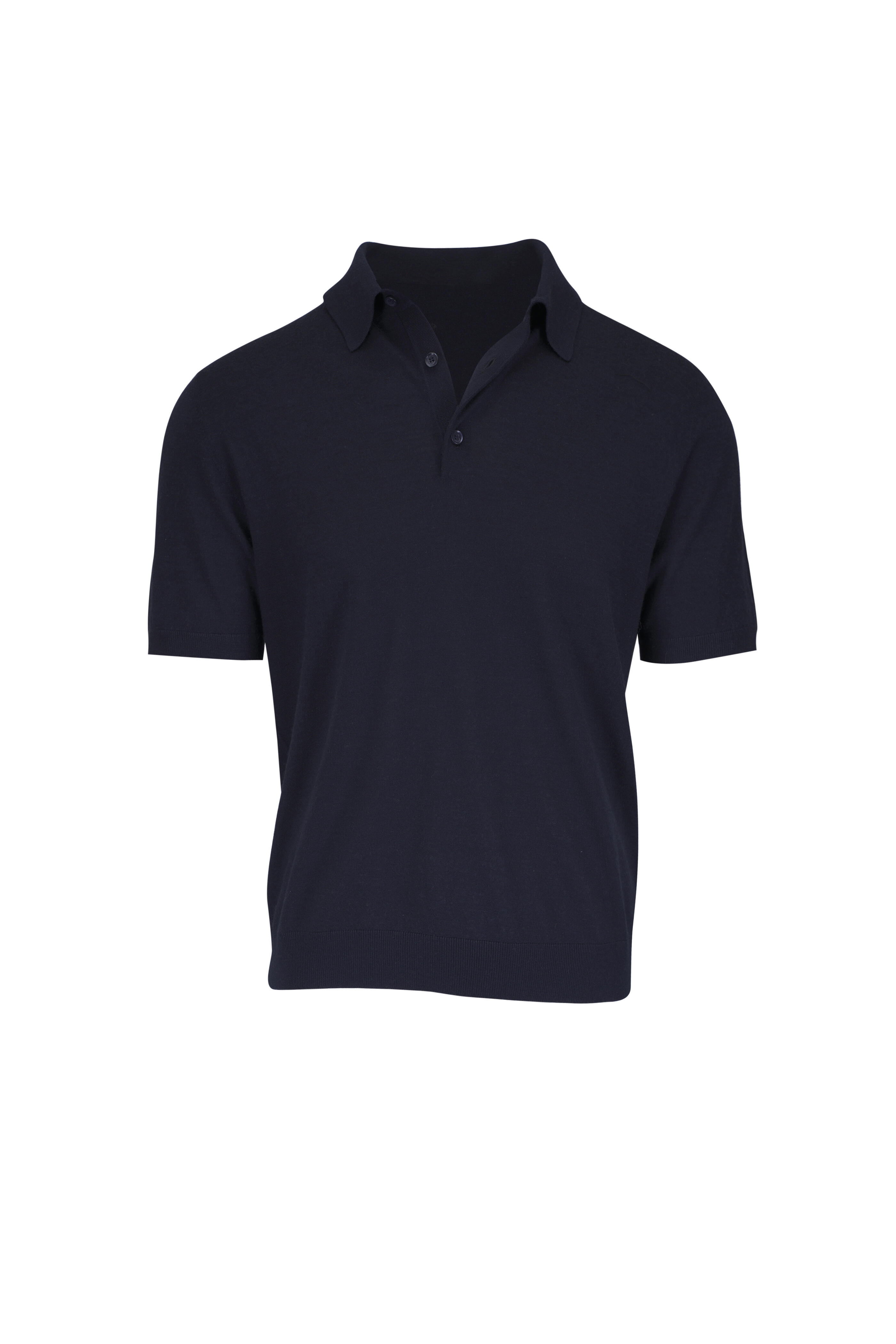 Loro Piana - Sottile Navy Blue Wool, Silk & Cashmere Polo - view 1