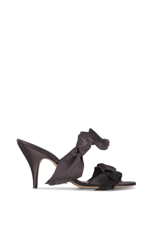 The Row - Vika Brown Satin Knot High Heel Sandal, 75mm