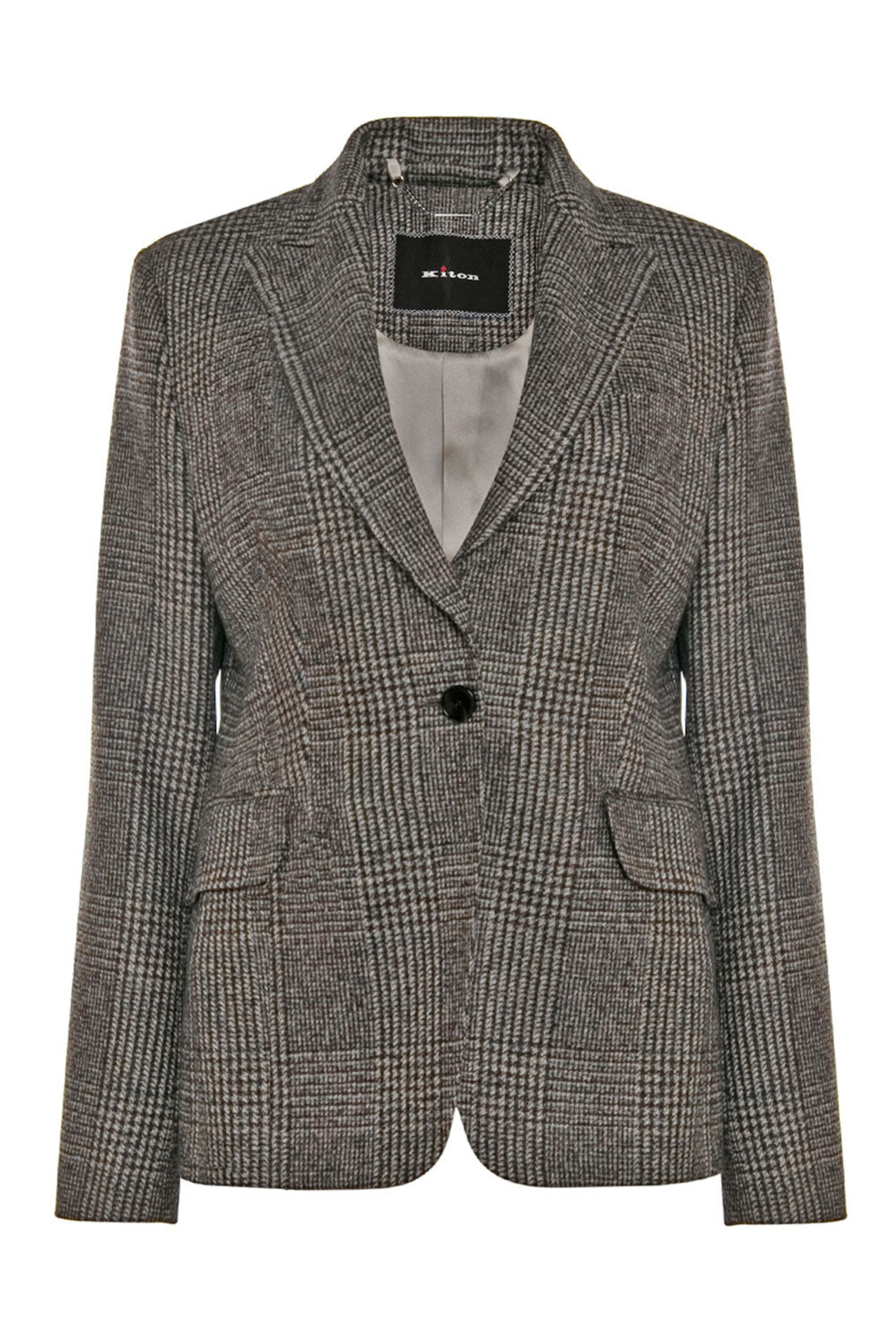 Kiton - Charcoal Plaid Single Button Jacket