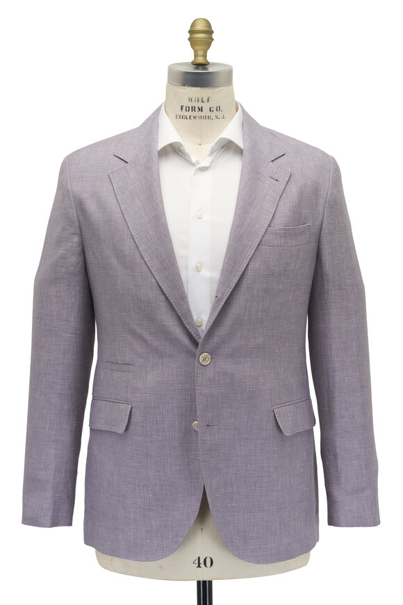 Brunello Cucinelli - Lavender Plaid Wool, Linen & Silk Sportcoat