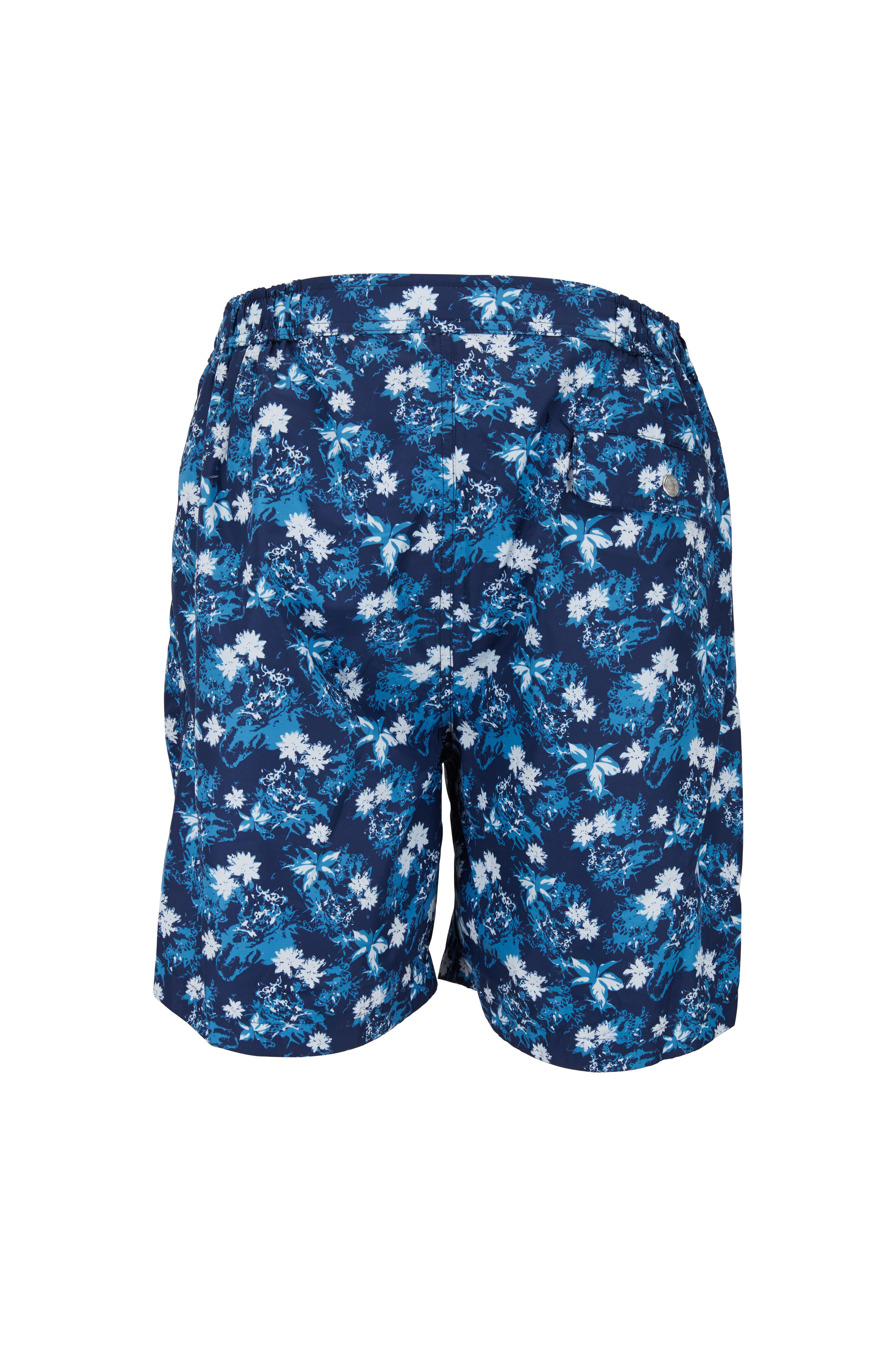 Peter Millar - Indigo Floral Printed Swim Trunks