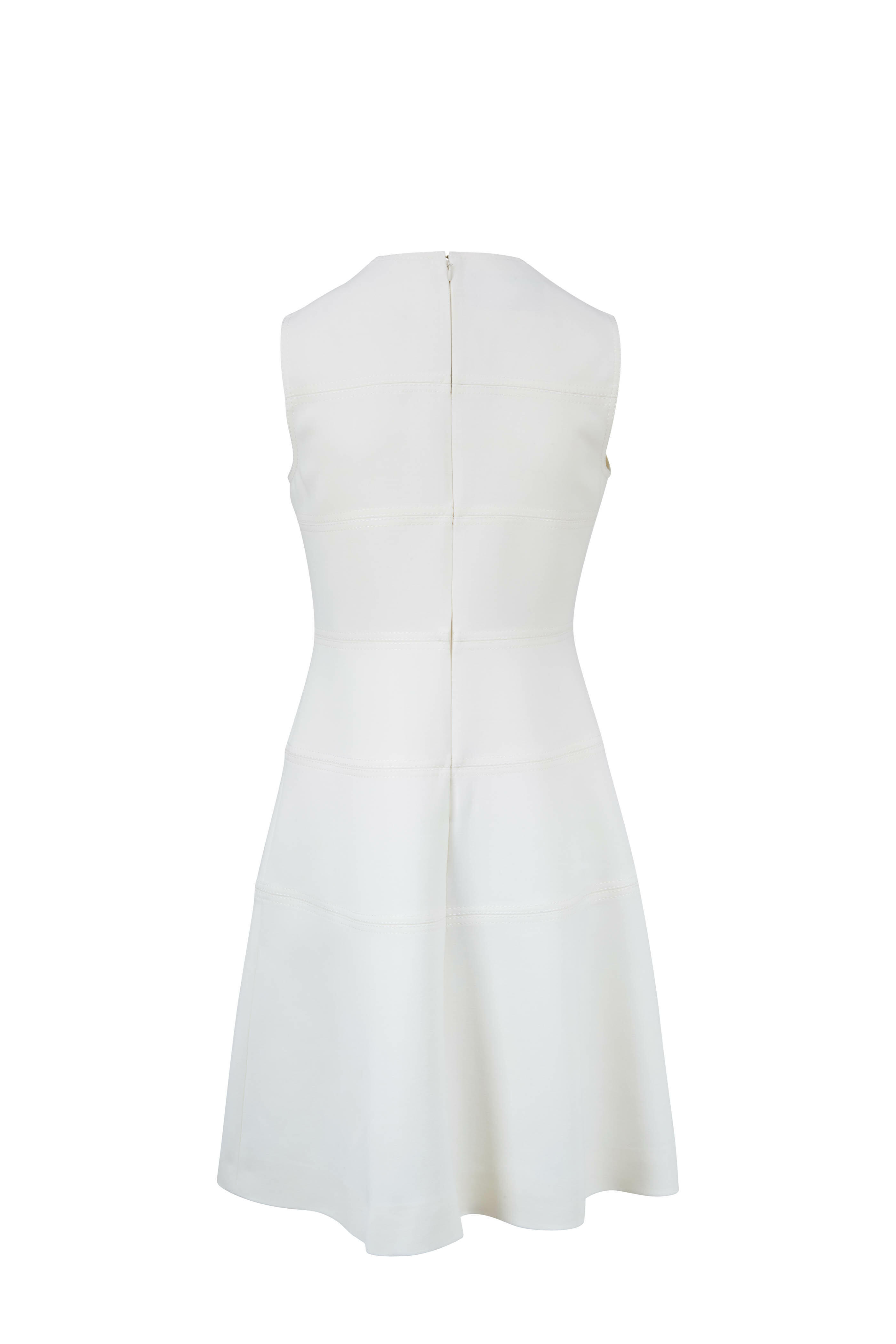Valentino - Ivory Double-Face Wool Crepe Sleeveless Dress